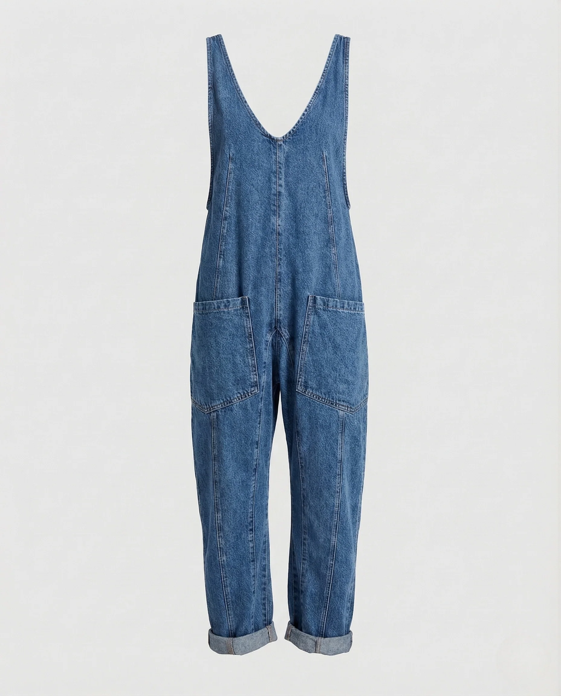 Damen Worker Overall aus Baumwollcanvas mit V-Ausschnitt & Taschen - Image 6
