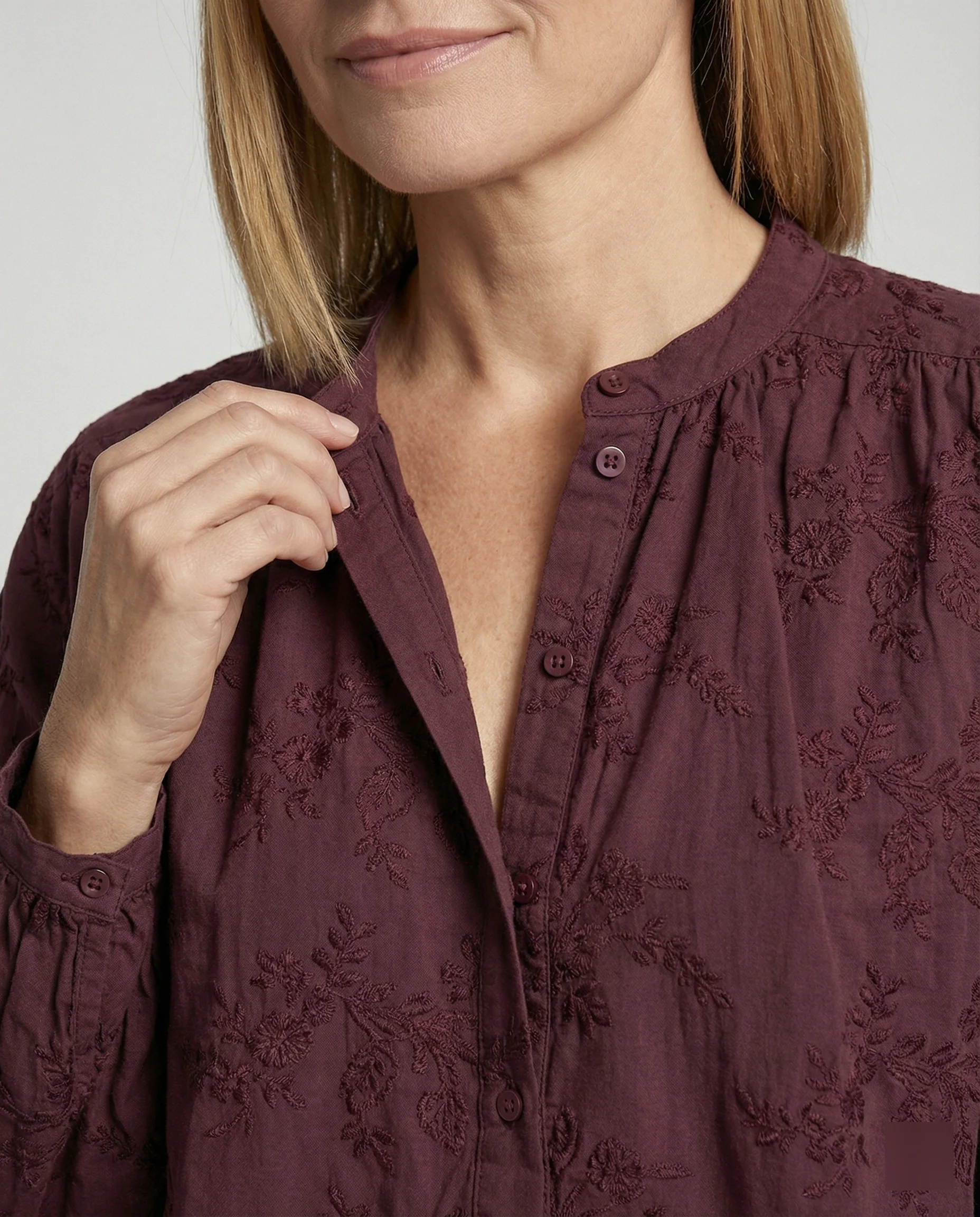 Bluse Damen Baumwolle Bestickt - Image 4