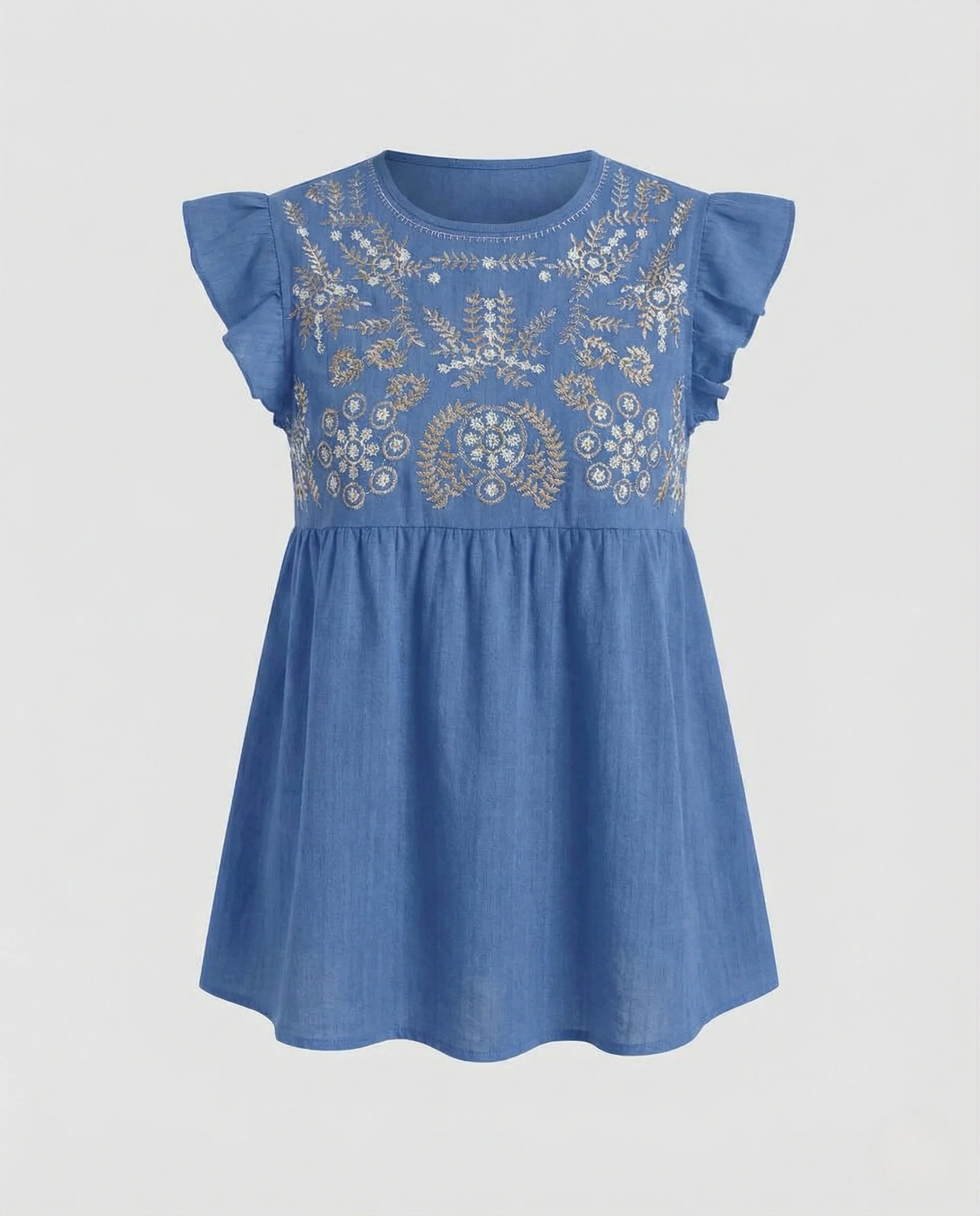 Bestickte Tunika Bluse Damen Volantärmel - Image 5