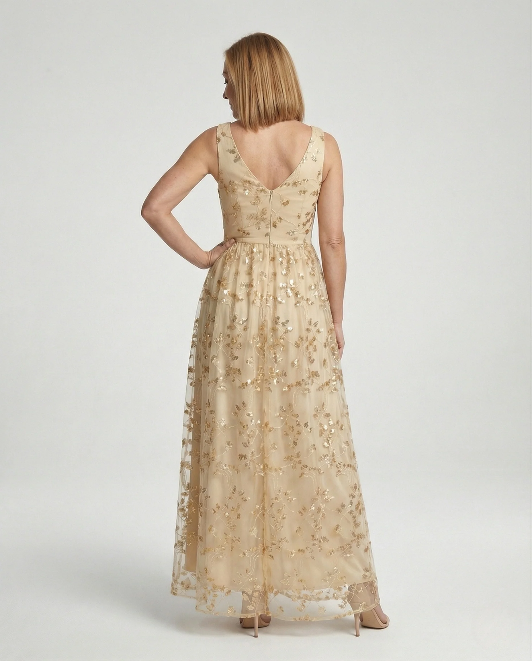 Damen Abendkleid lang mit Stickerei - Image 3