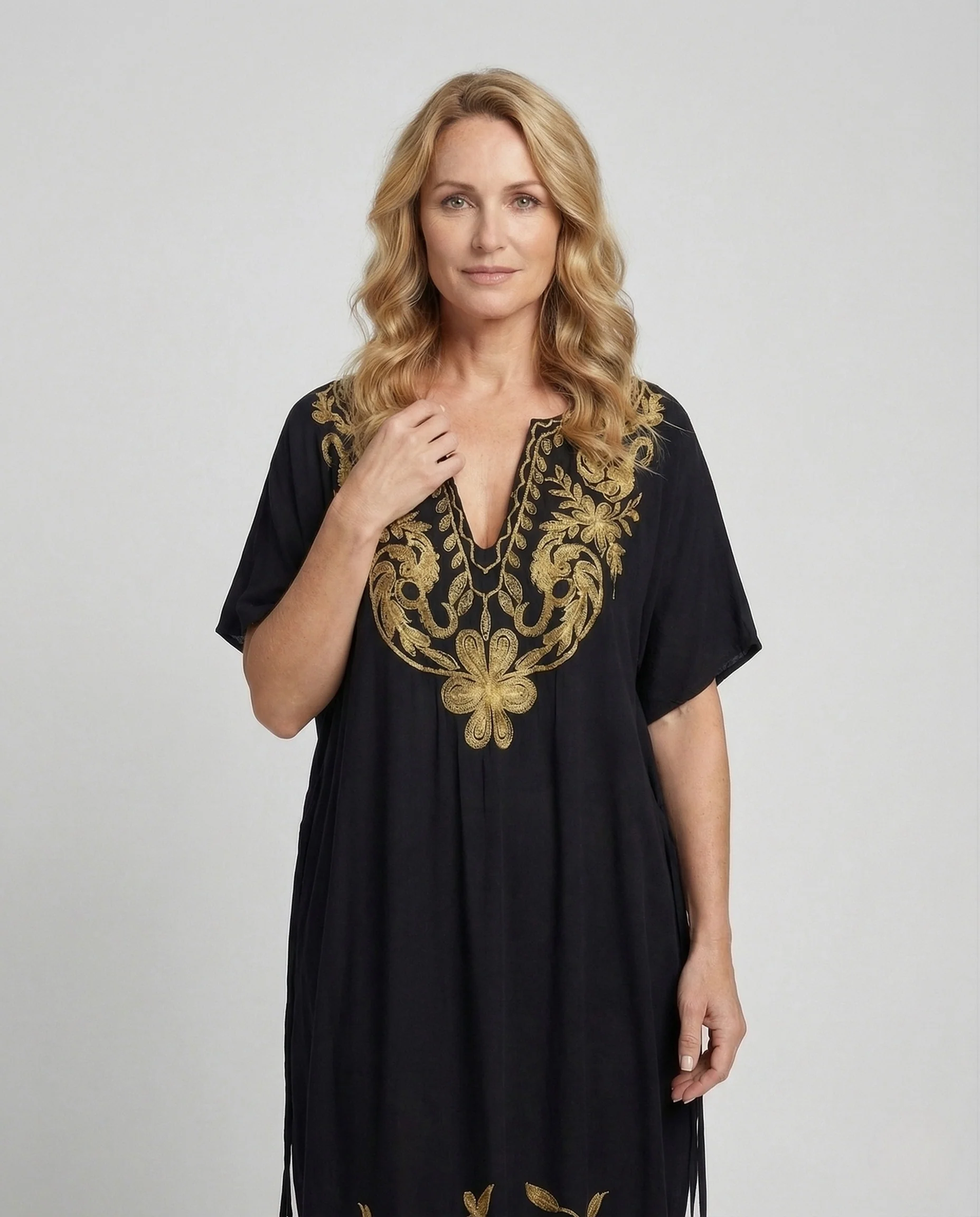 Damen Maxikleid Kaftan bestickt - Image 2