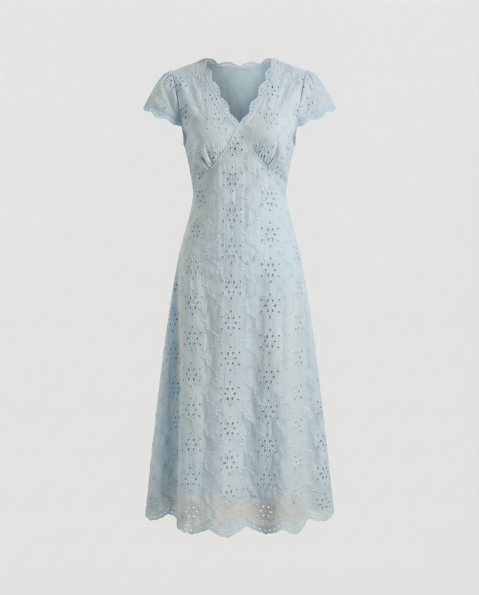 Lochmuster Maxikleid Bestickt Mit V-Ausschnitt Damen - Image 6