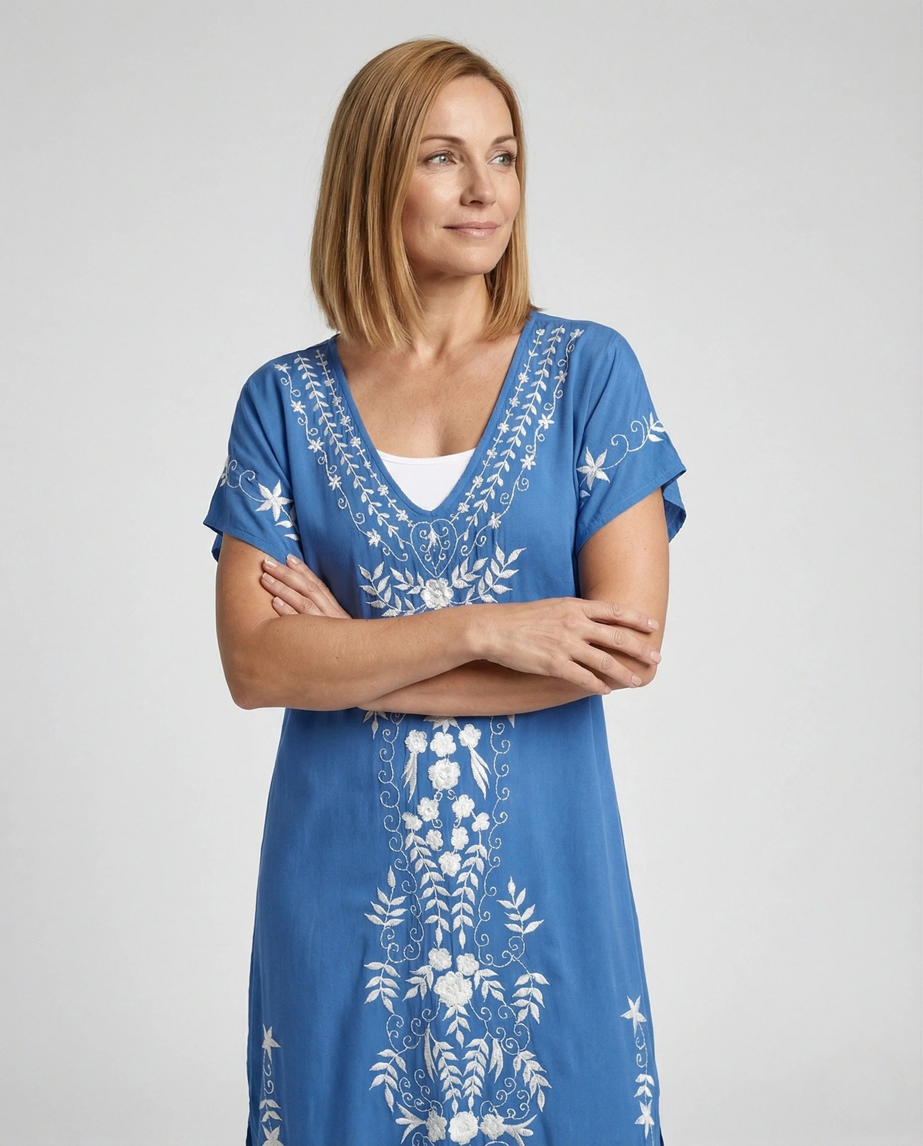 Damen Maxikleid Kaftan V-Ausschnitt - Image 2