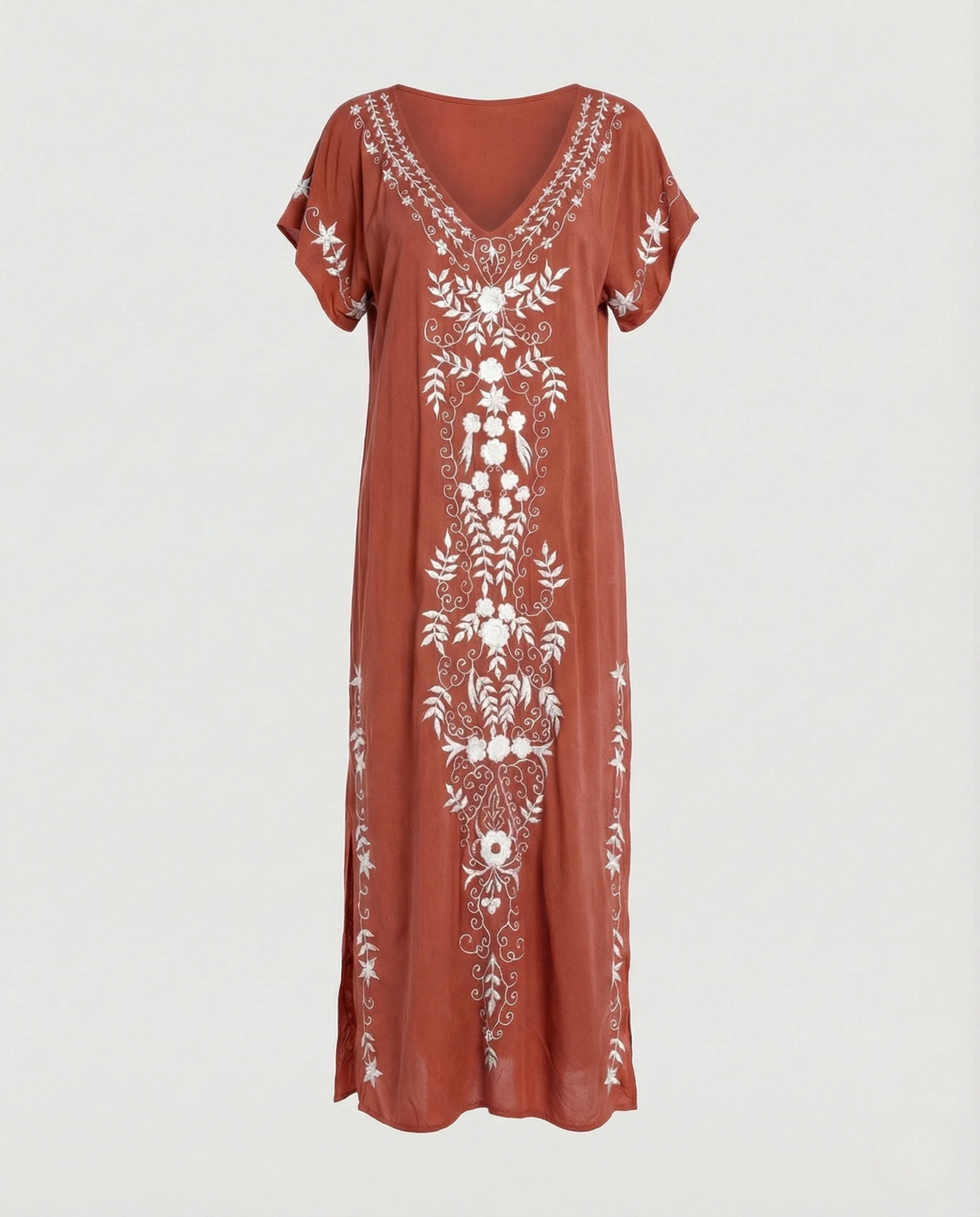 Damen Maxikleid Kaftan V-Ausschnitt - Image 9