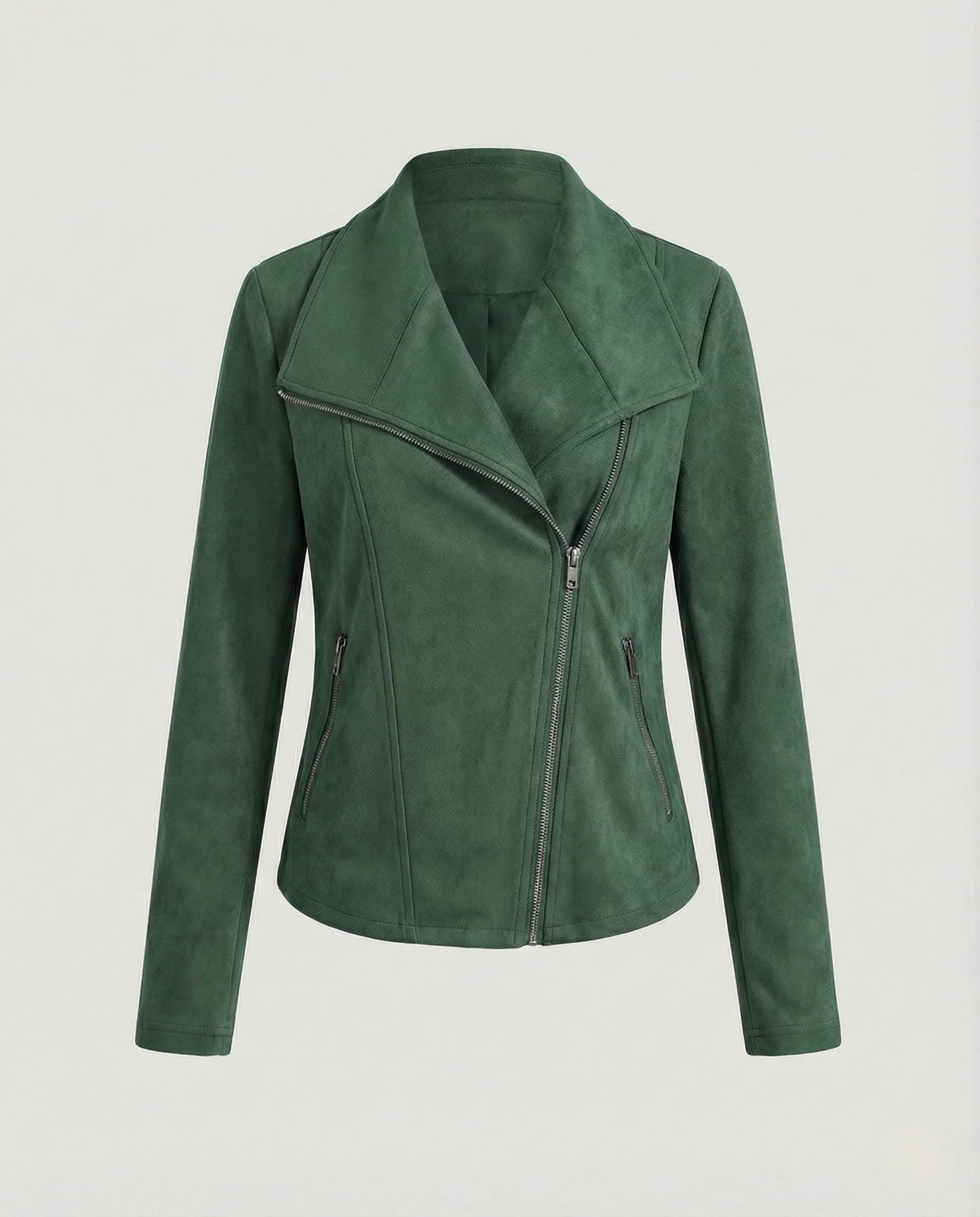Damen Lederjacke Bikerjacke Wildlederoptik - Image 7