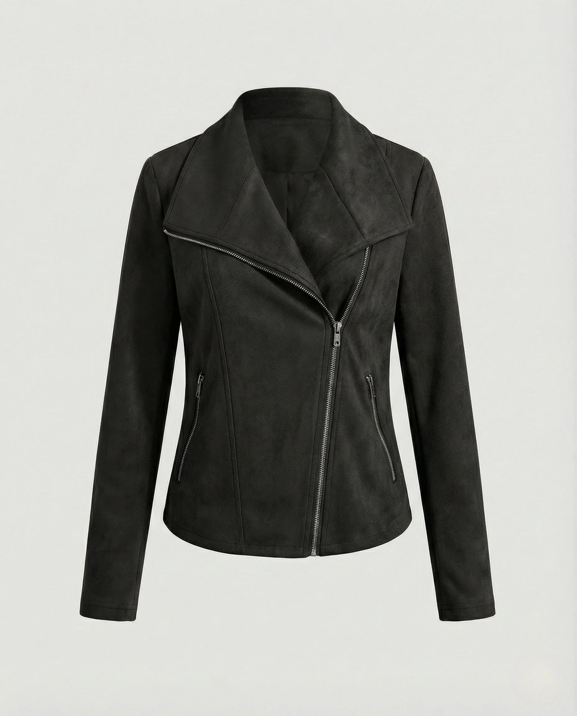 Damen Lederjacke Bikerjacke Wildlederoptik - Image 8