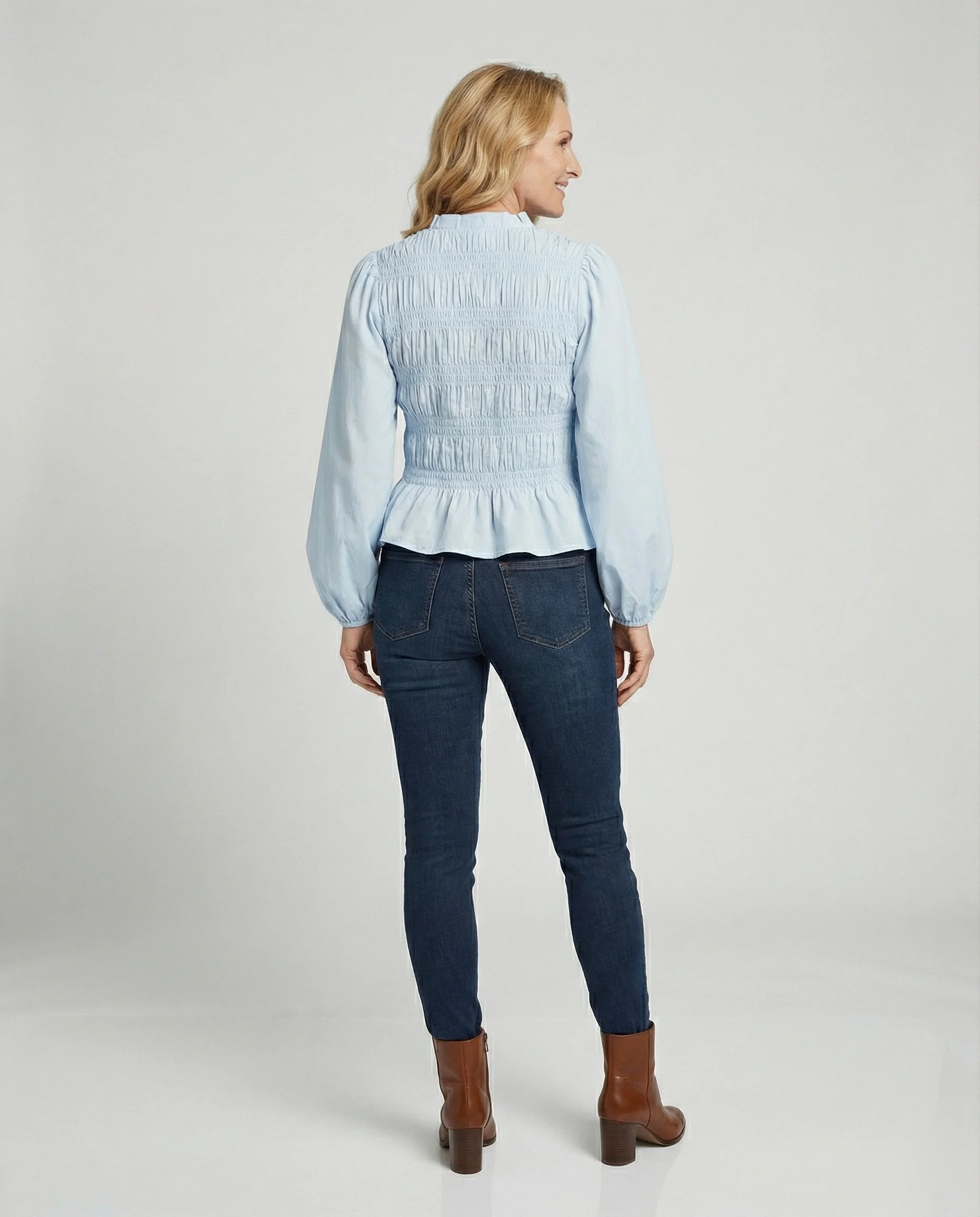 Bluse Damen Peplum Ballonärmel - Image 3