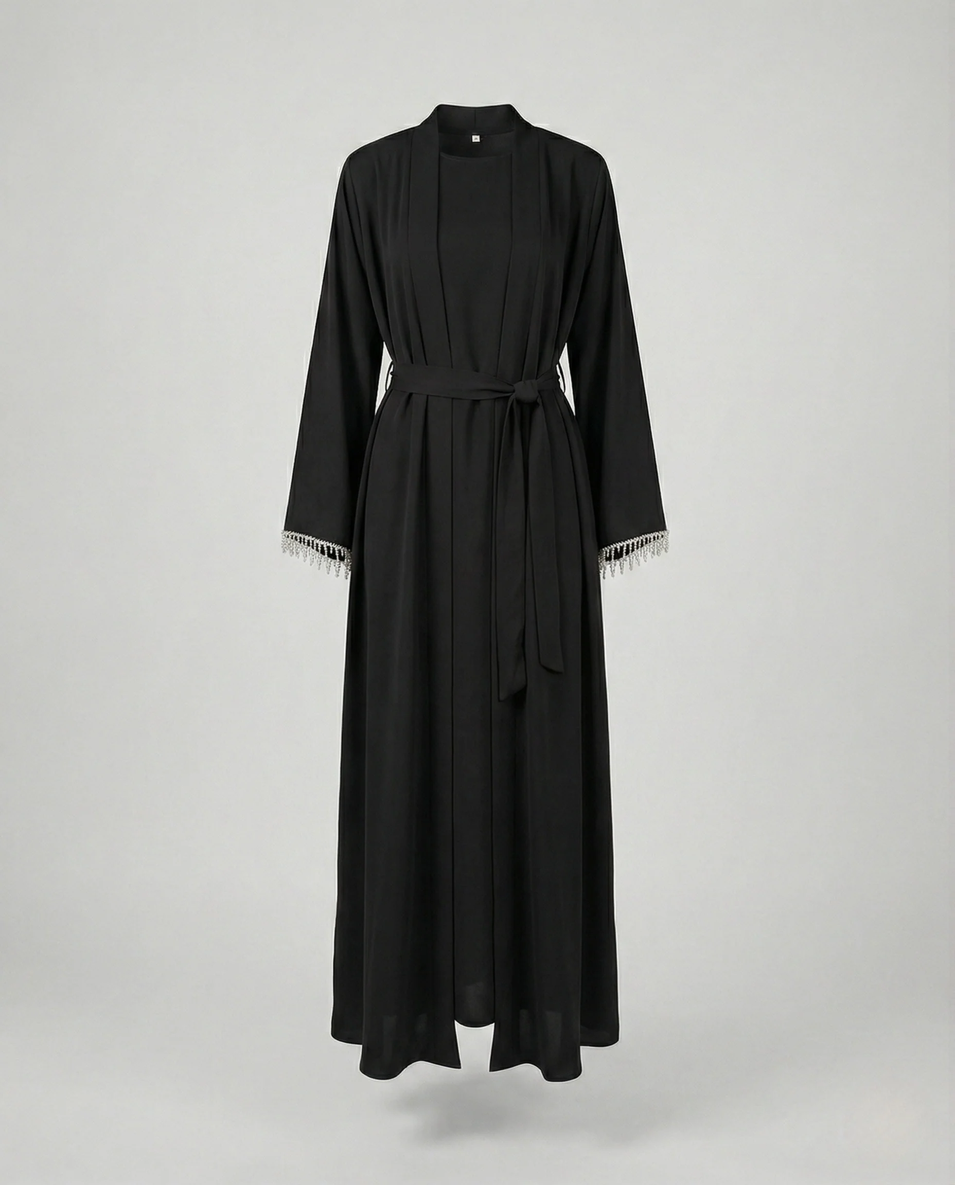 Damen Abaya Mantel Bodenlang mit Perlenfransen - Image 6