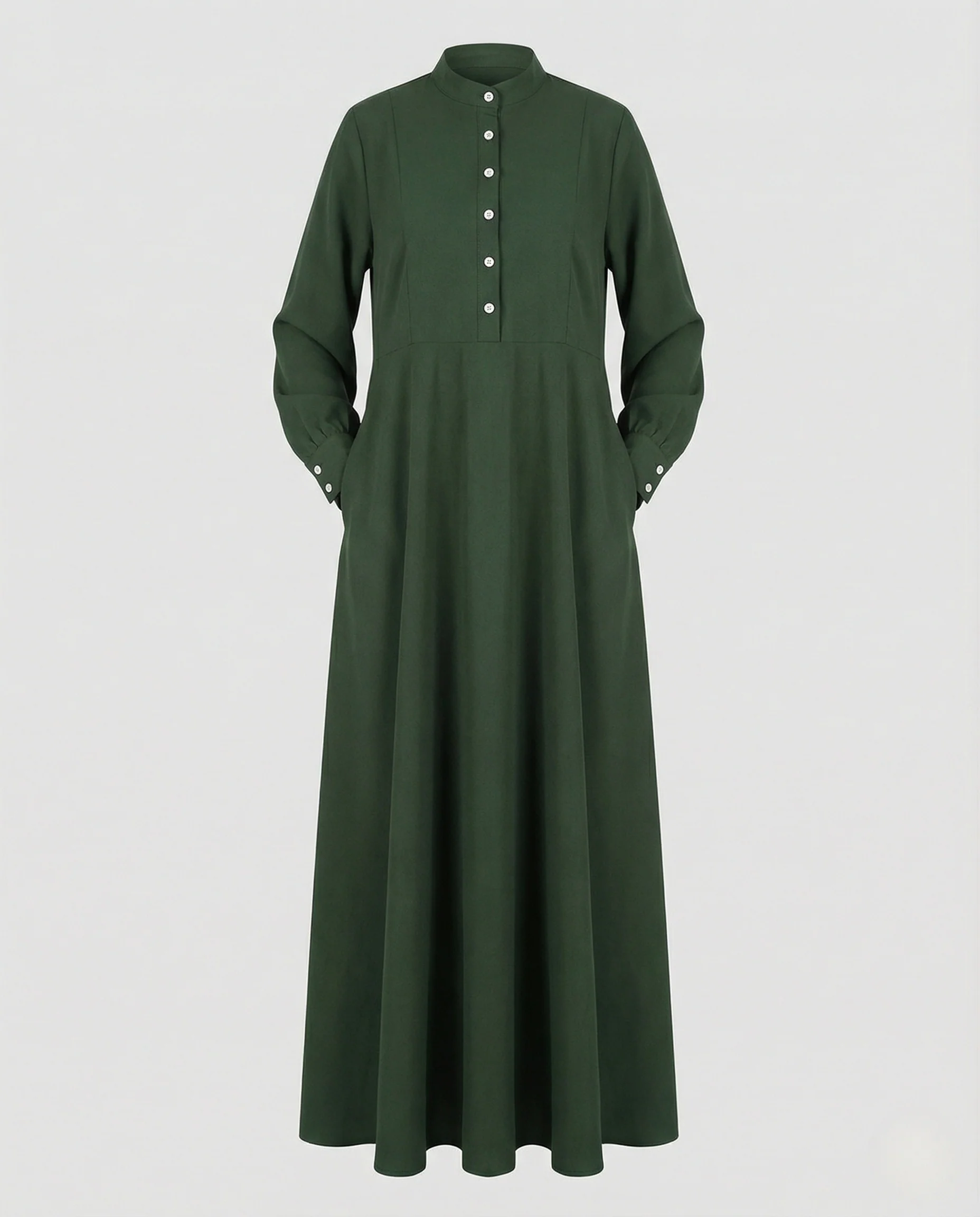 Damen Bodenlanges A-Linienkleid mit Stehkragen - Image 4