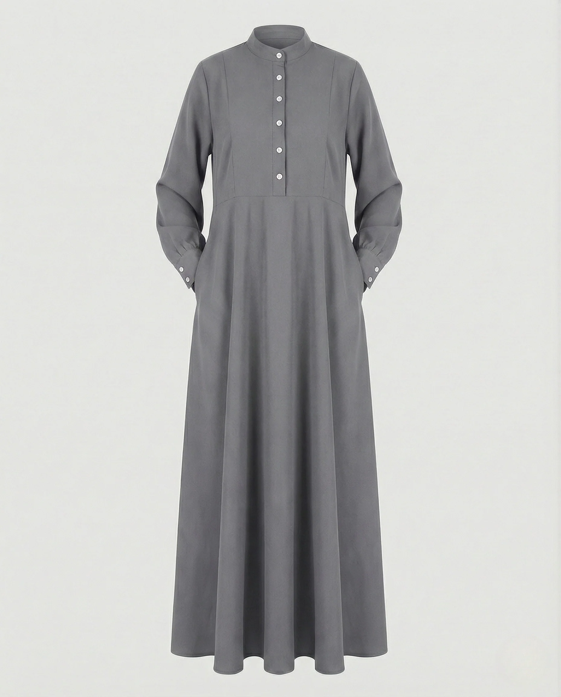 Damen Bodenlanges A-Linienkleid mit Stehkragen - Image 6