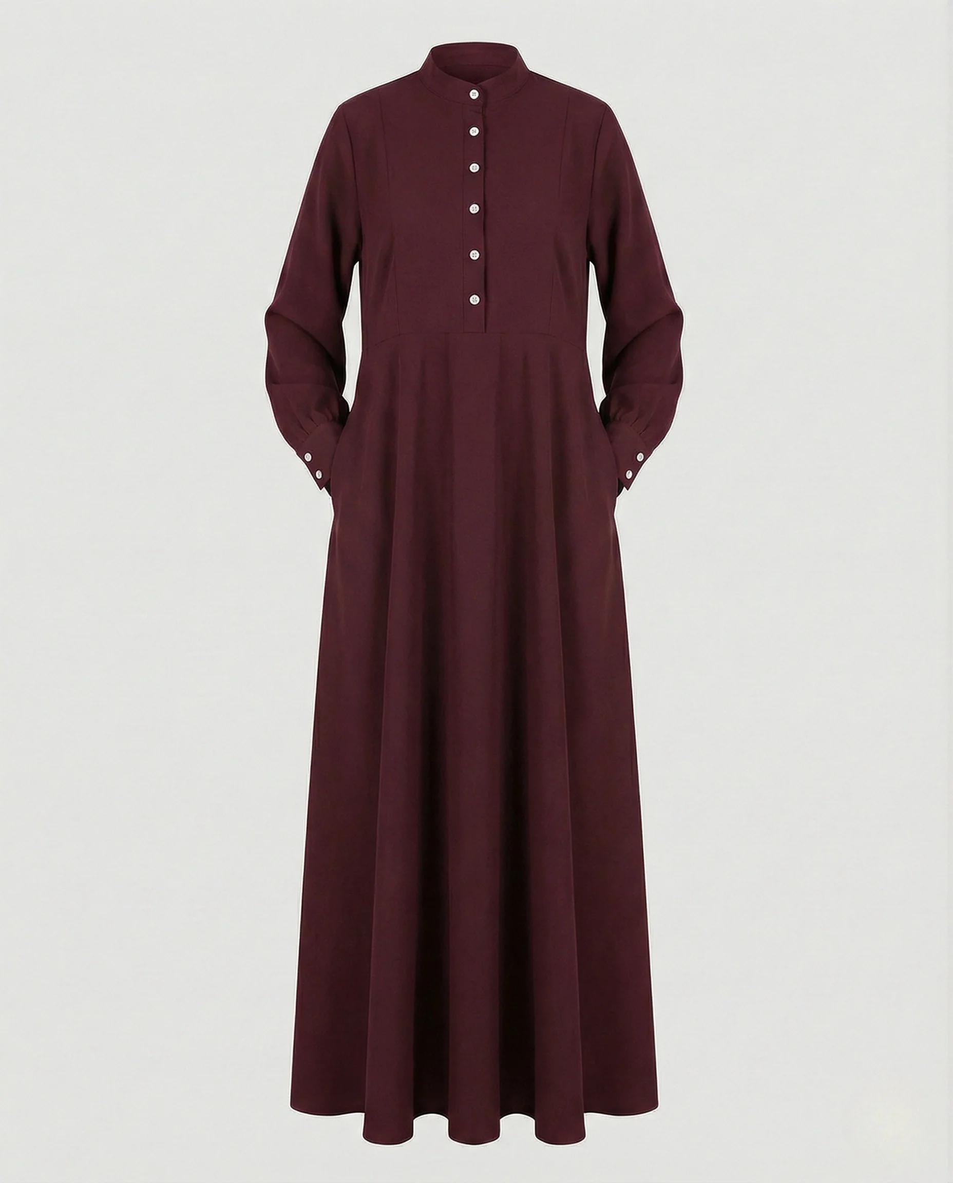 Damen Bodenlanges A-Linienkleid mit Stehkragen - Image 8