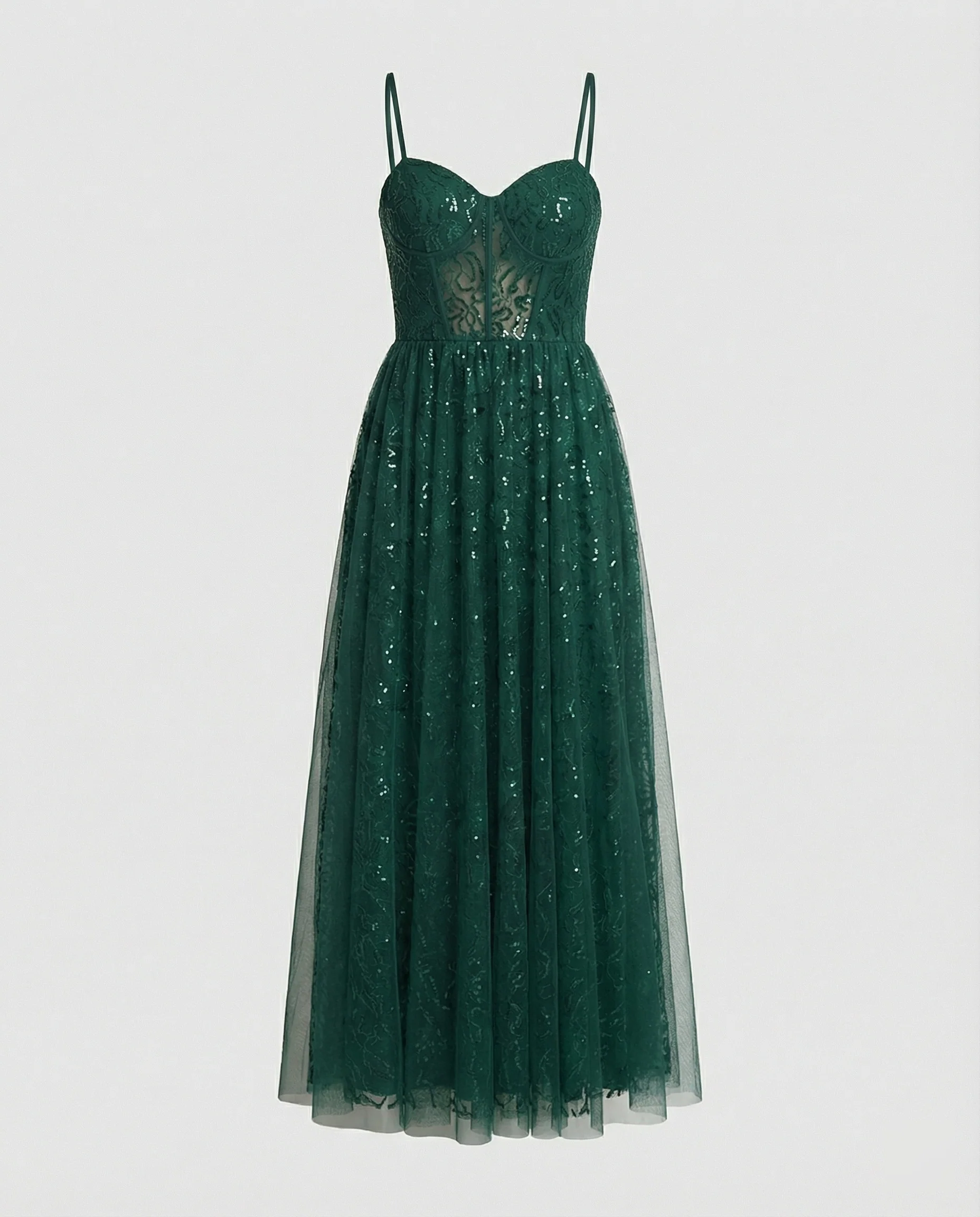 Abendkleid lang mit Tüllrock und Cups - Image 4