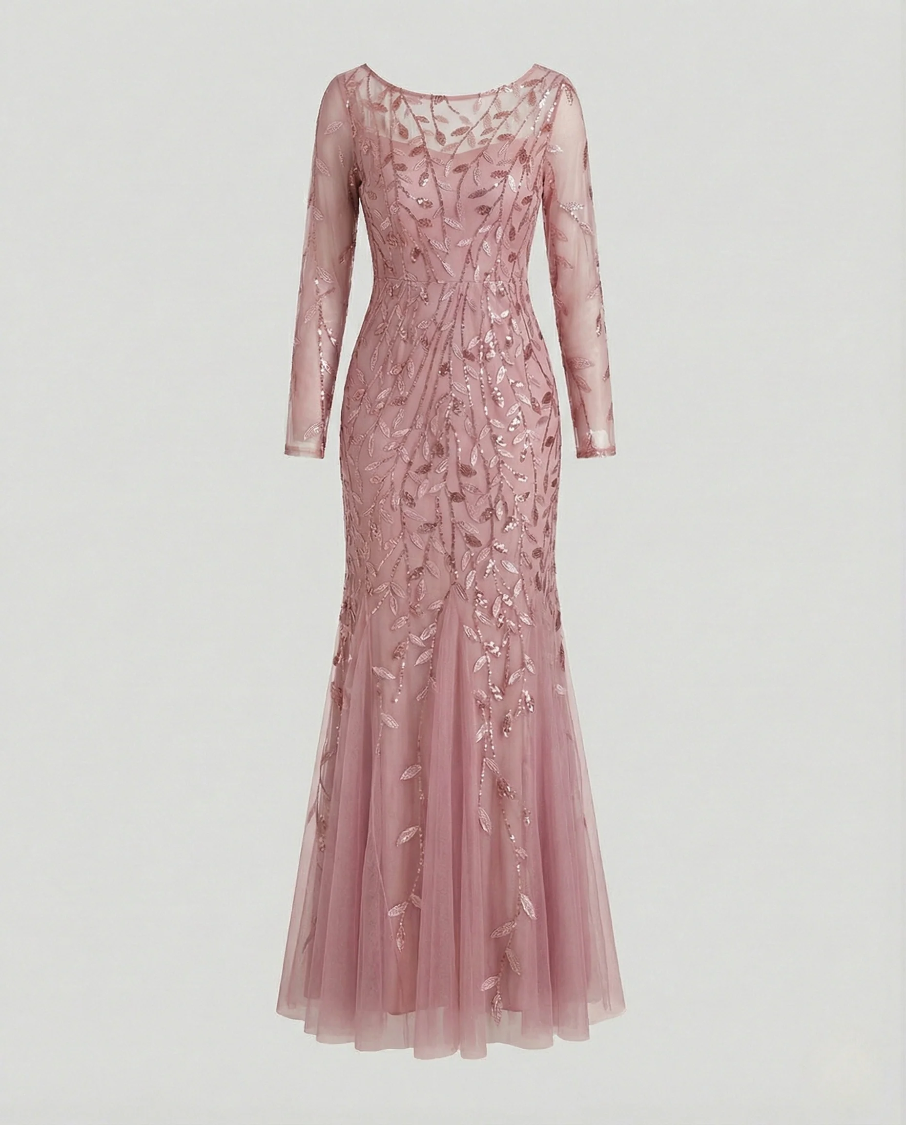 Damen Bodenlanges Abendkleid mit Paillettenstickerei - Image 5