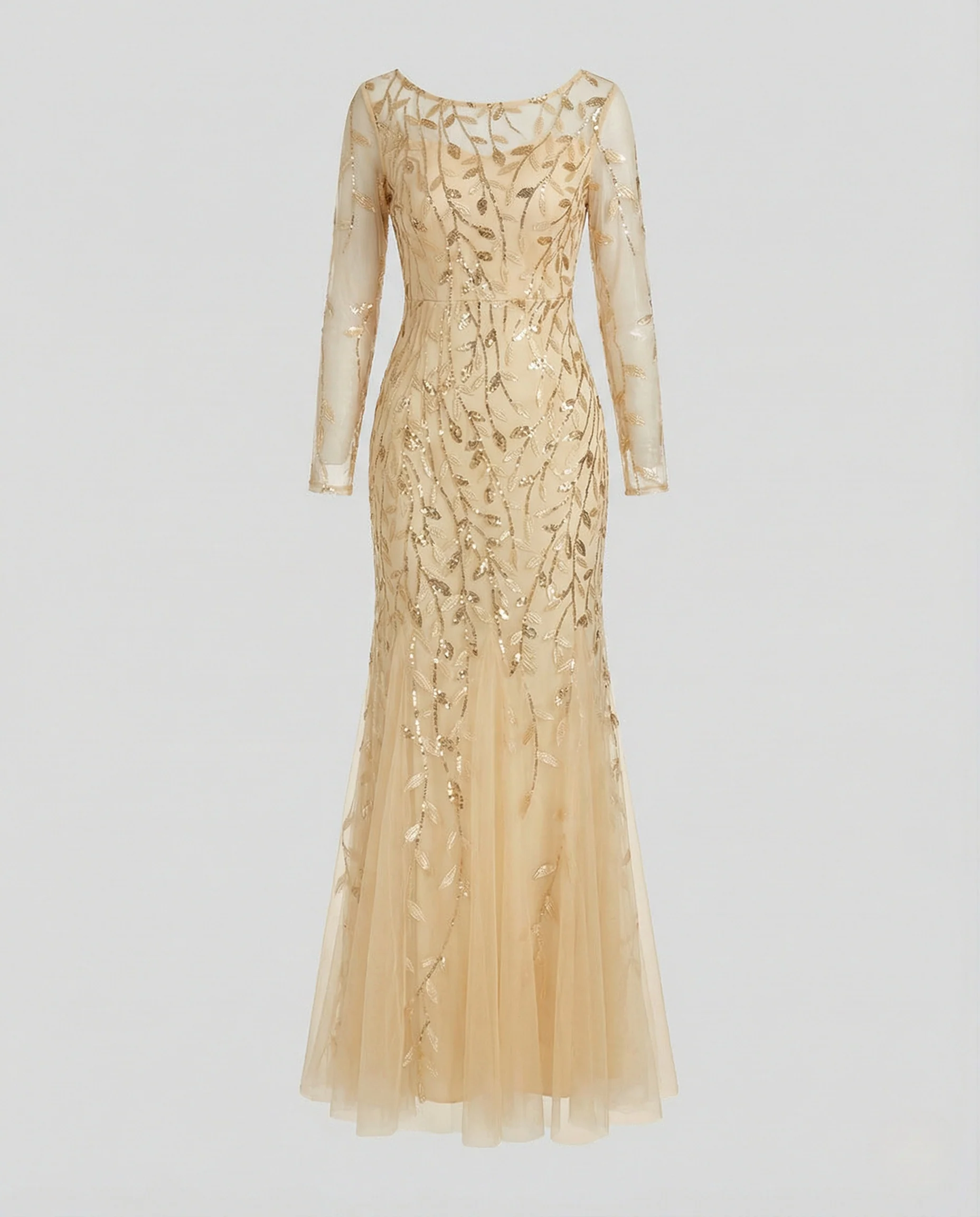 Damen Bodenlanges Abendkleid mit Paillettenstickerei - Image 6