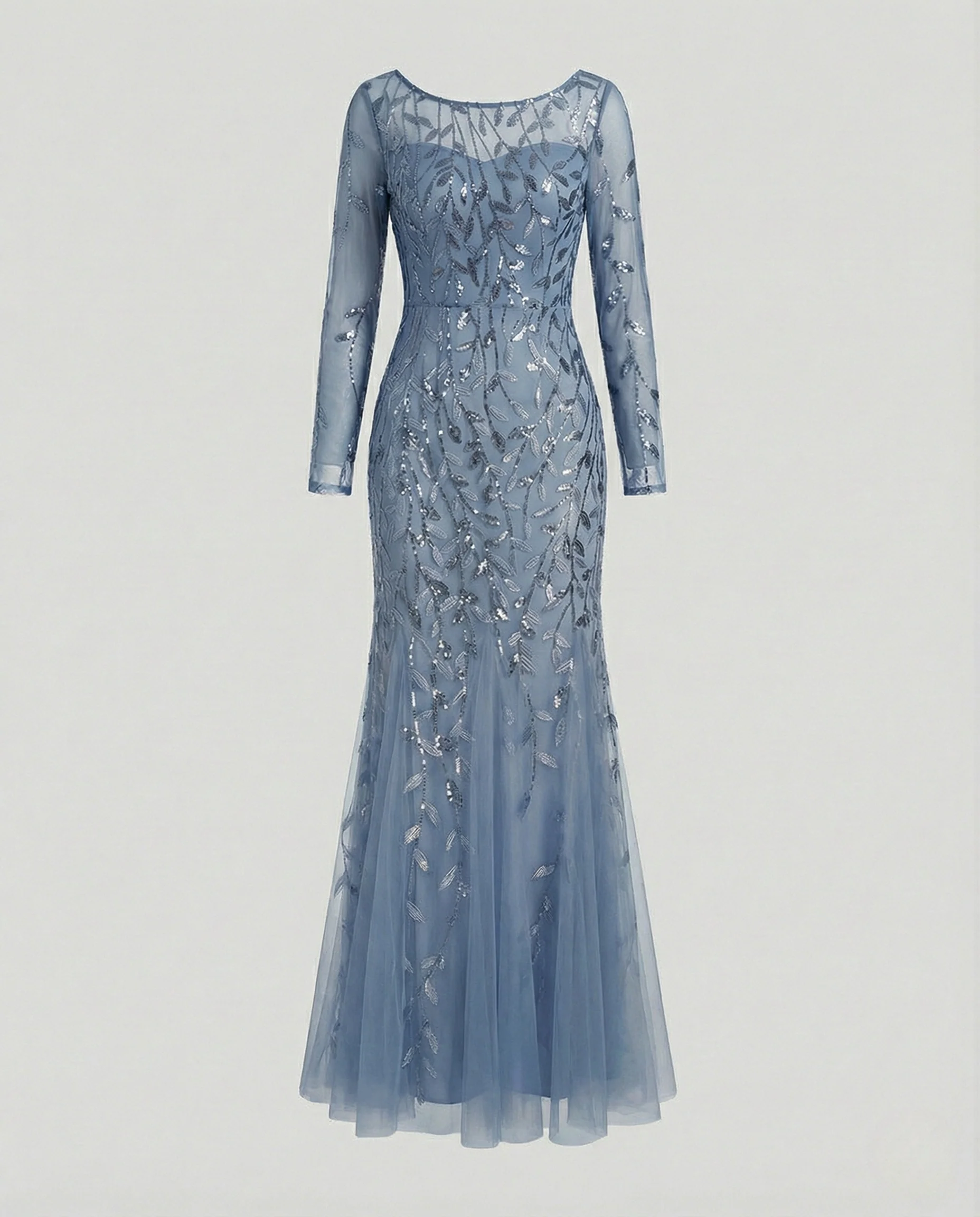 Damen Bodenlanges Abendkleid mit Paillettenstickerei - Image 7
