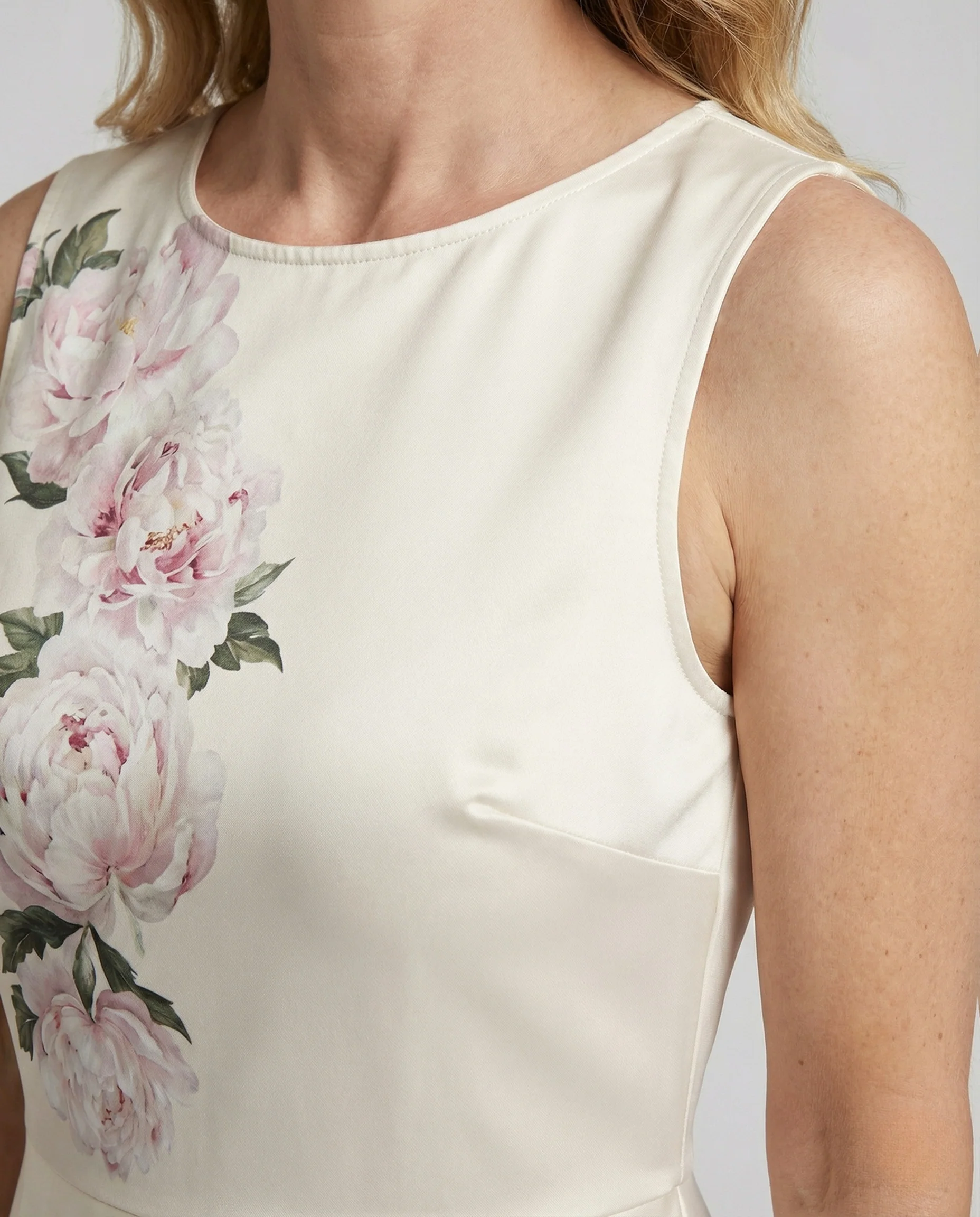 Damen Abendkleid lang Satin Floral - Image 3