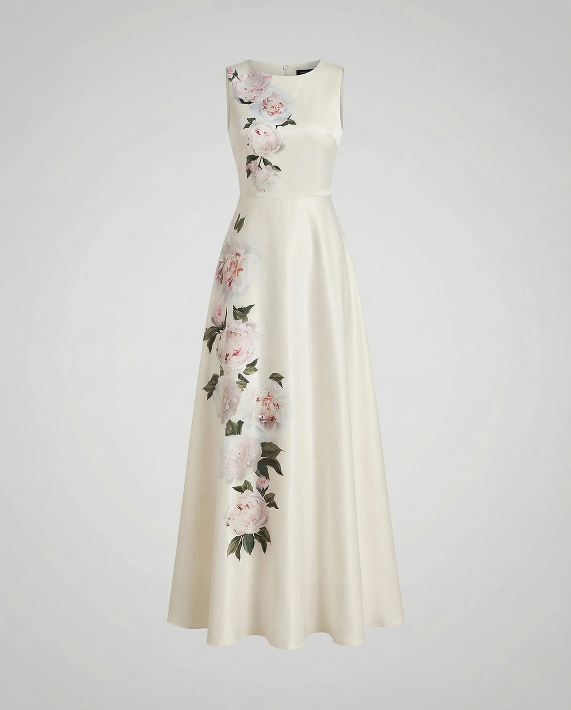 Damen Abendkleid lang Satin Floral - Image 4