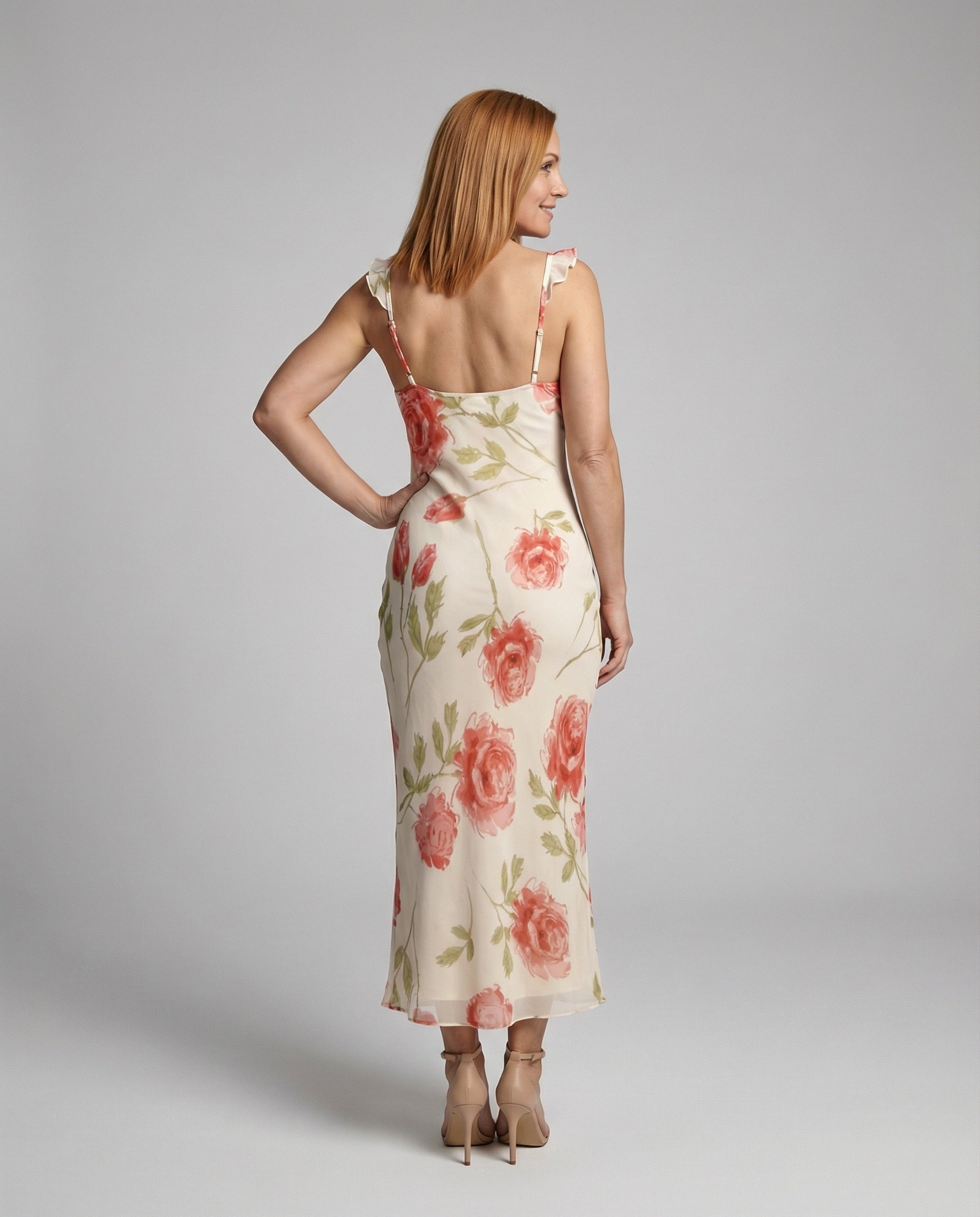 Damen Carmen Maxikleid mit Volant - Image 4