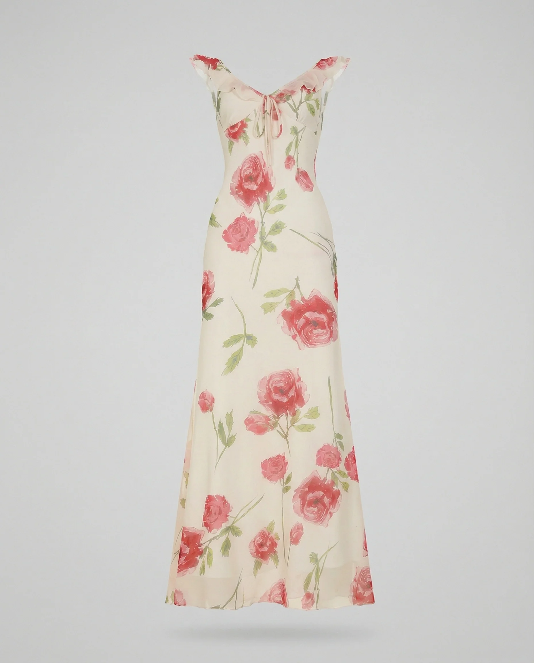 Damen Carmen Maxikleid mit Volant - Image 5