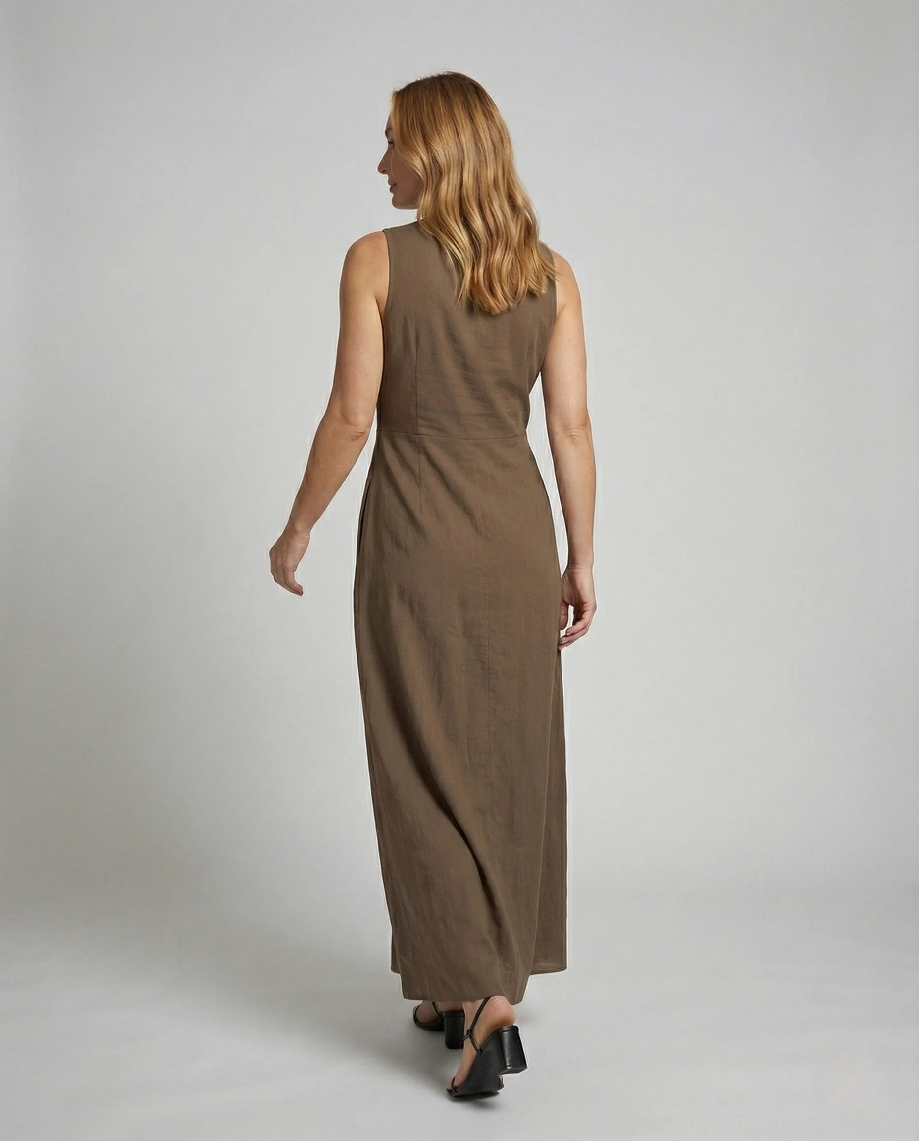 Damen Bodenlanges Maxikleid mit Knotendetail - Image 3