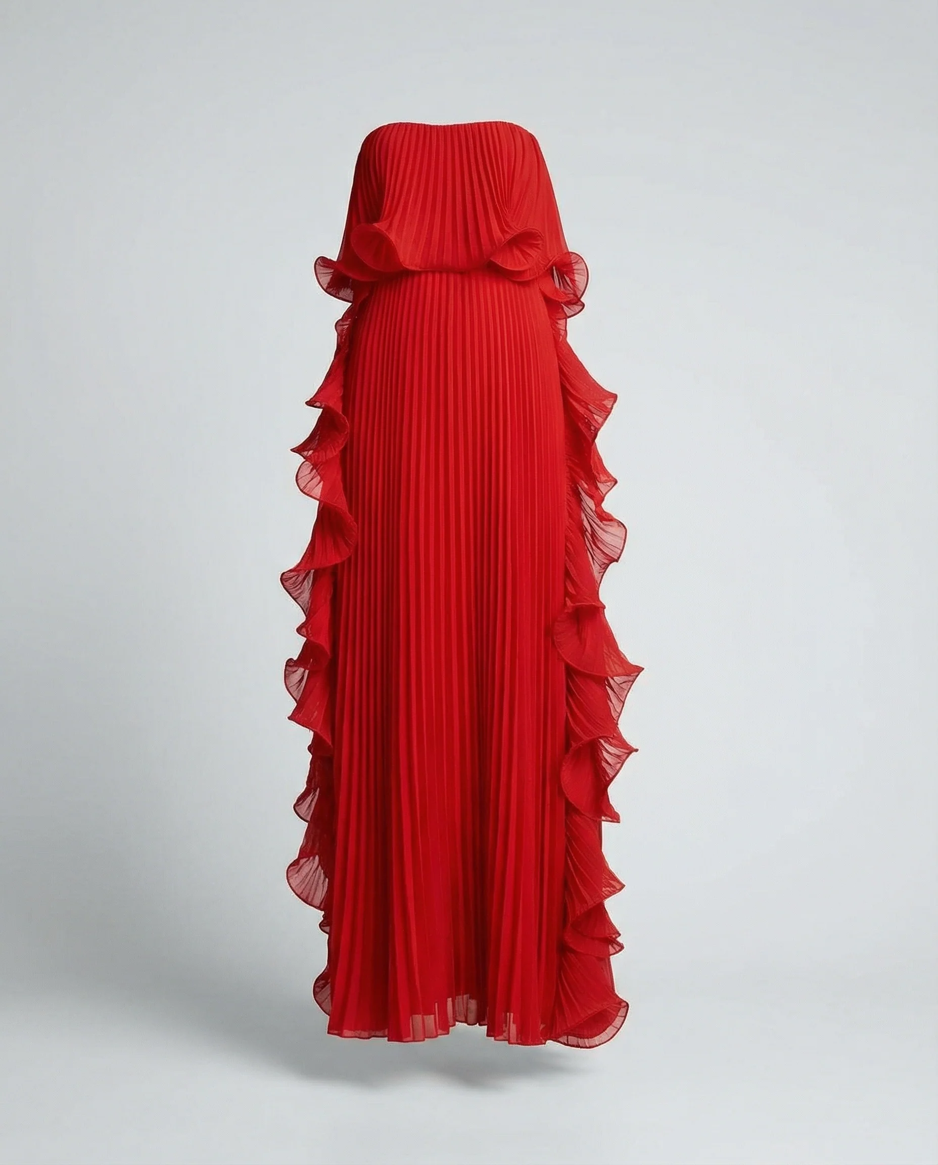 Damen Plissee Abendkleid schulterfrei - Image 10