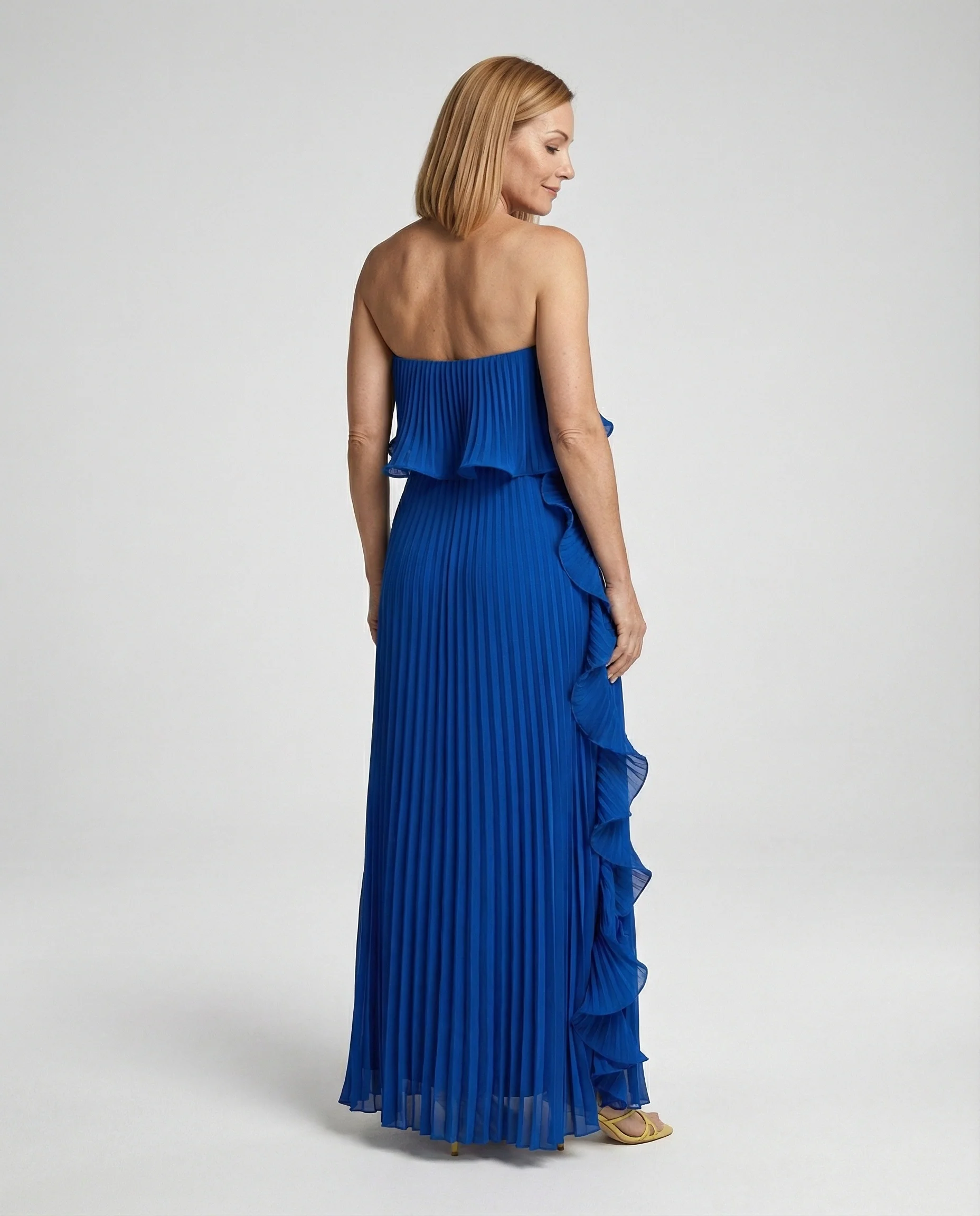 Damen Plissee Abendkleid schulterfrei - Image 4