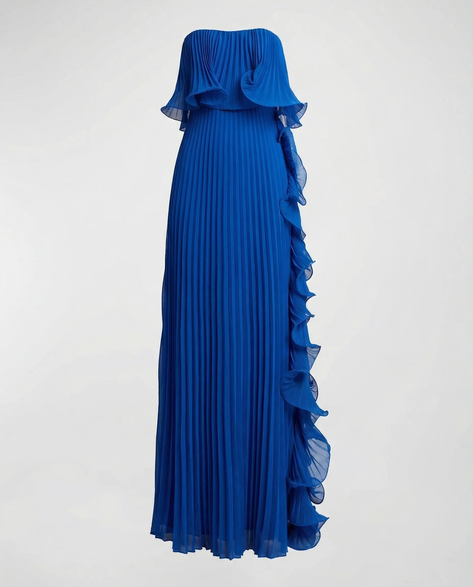 Damen Plissee Abendkleid schulterfrei - Image 5