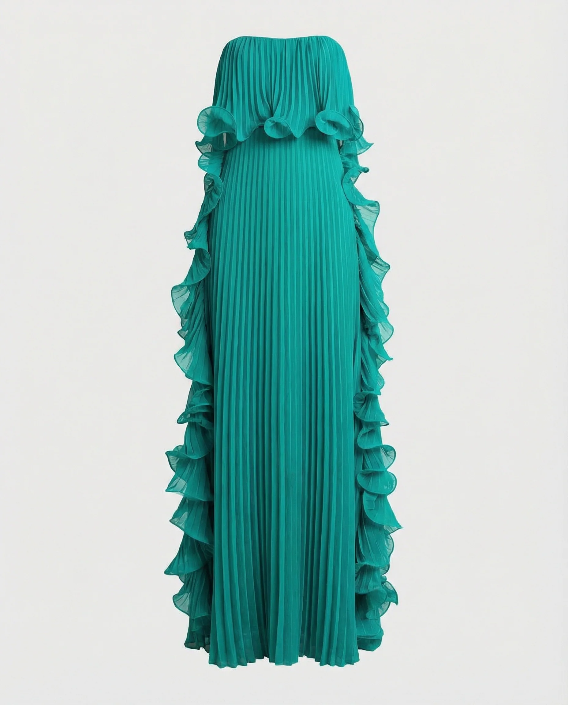 Damen Plissee Abendkleid schulterfrei - Image 6