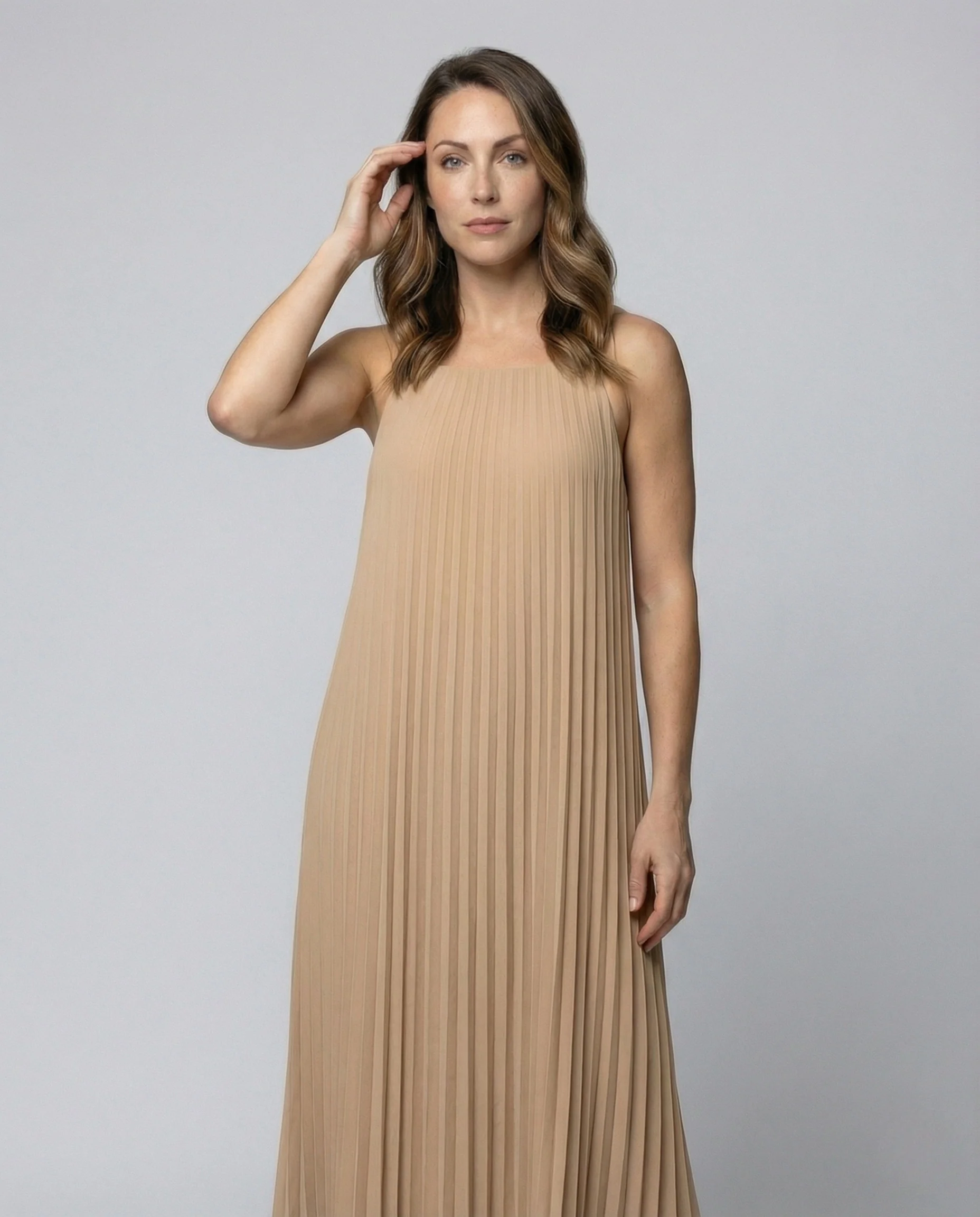 Damen Plissiertes Säulen Maxikleid - Image 2