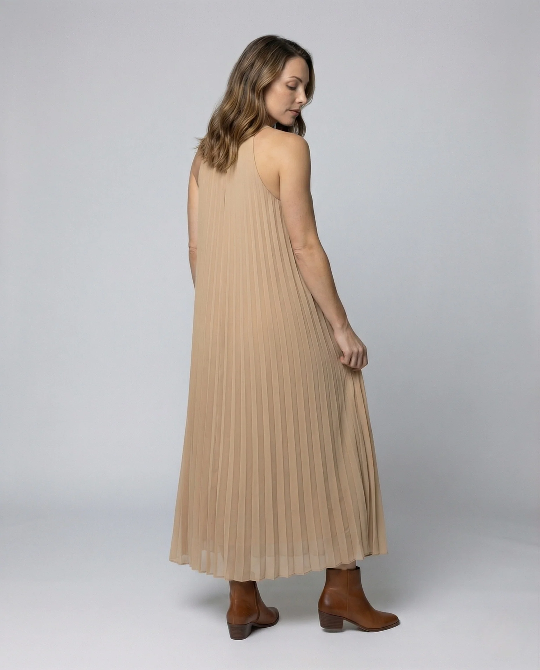 Damen Plissiertes Säulen Maxikleid - Image 3