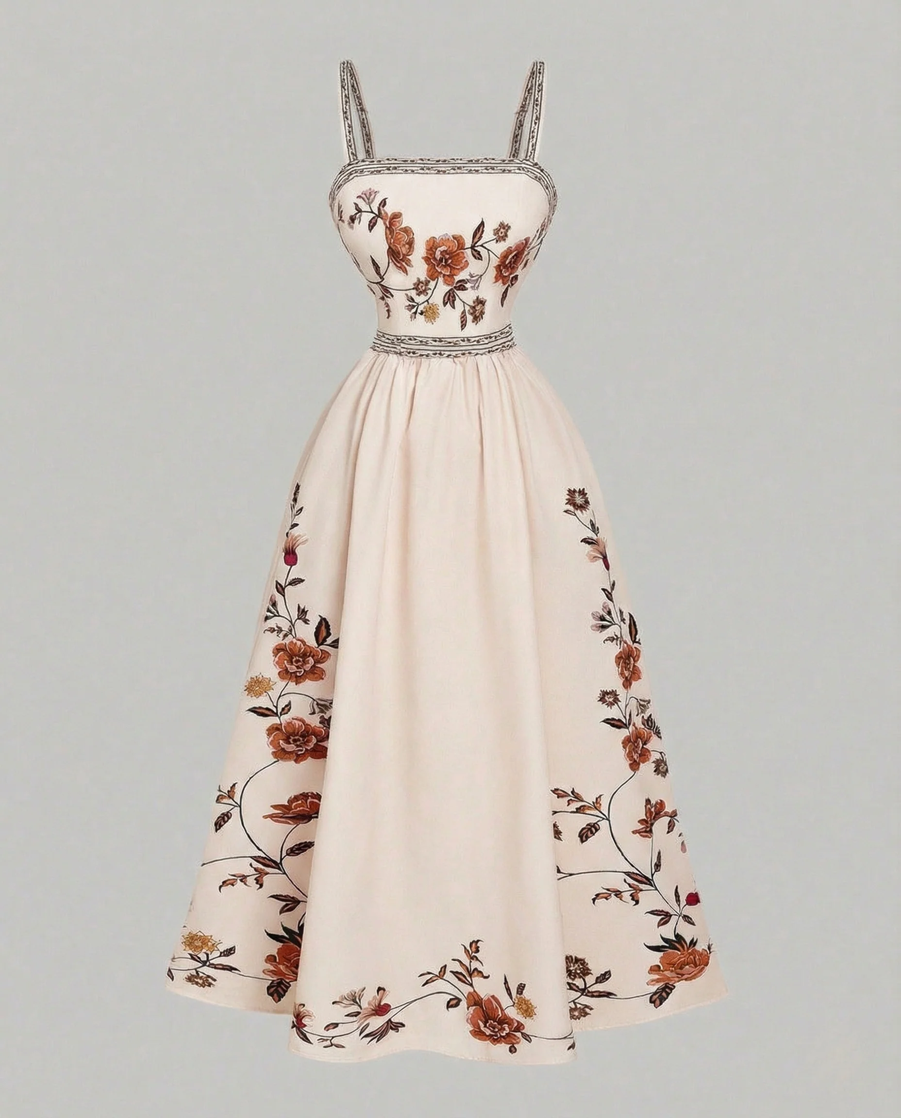Retro Swingkleid Bodenlang Mit Stickerei Damen - Image 6