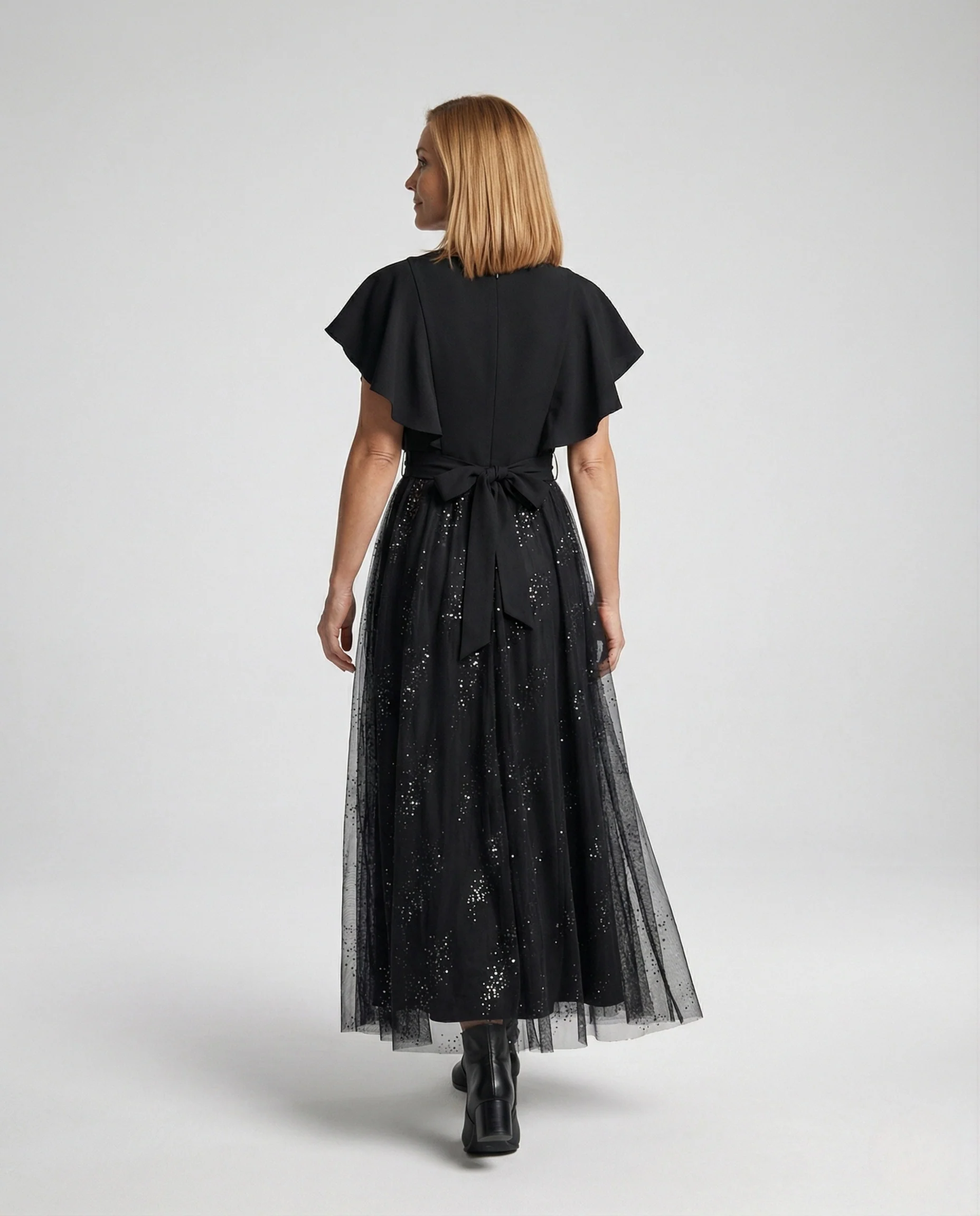Damen Tüll Abendkleid mit V-Ausschnitt - Image 4