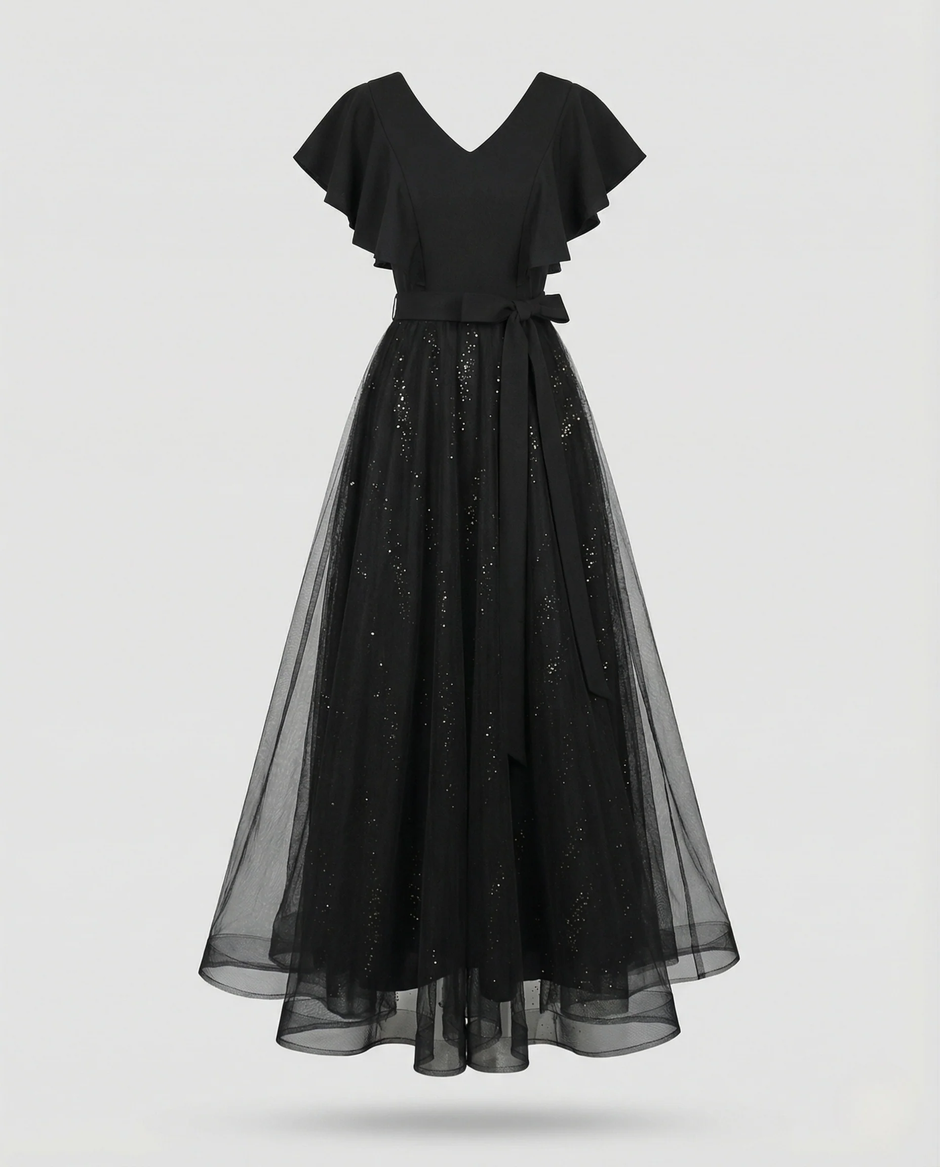 Damen Tüll Abendkleid mit V-Ausschnitt - Image 5