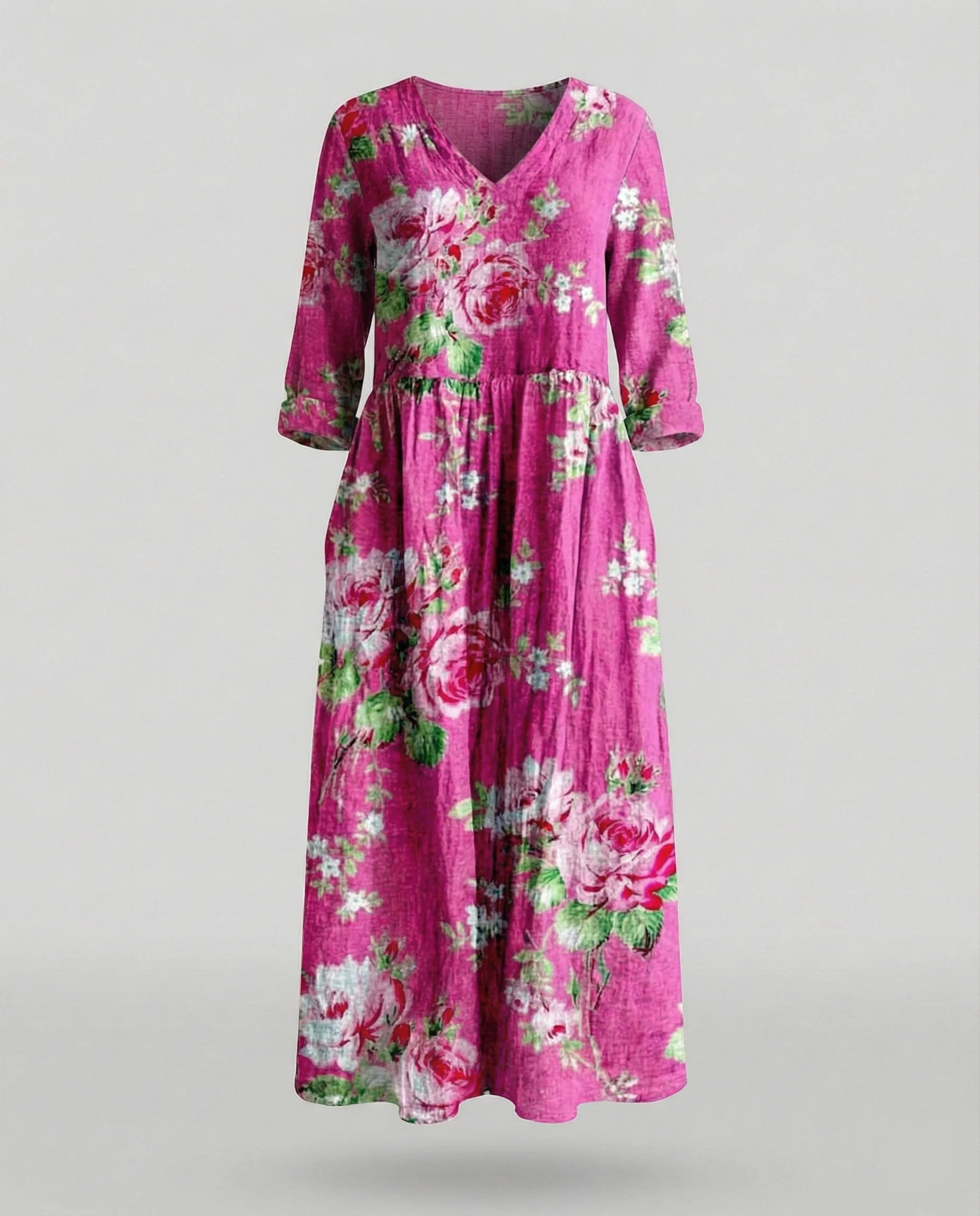 Damen Boho Maxikleid Sommer Leinenoptik - Image 12