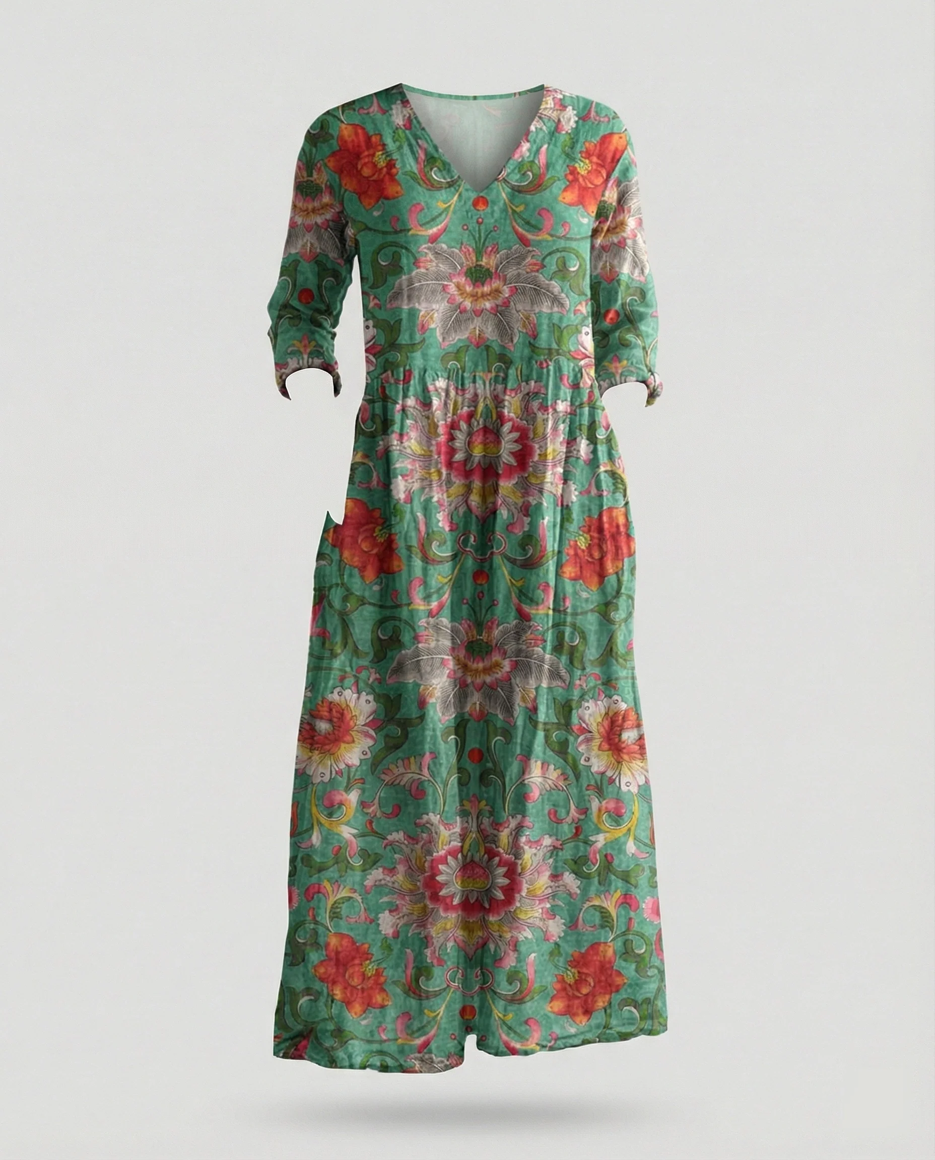 Damen Boho Maxikleid Sommer Leinenoptik - Image 16