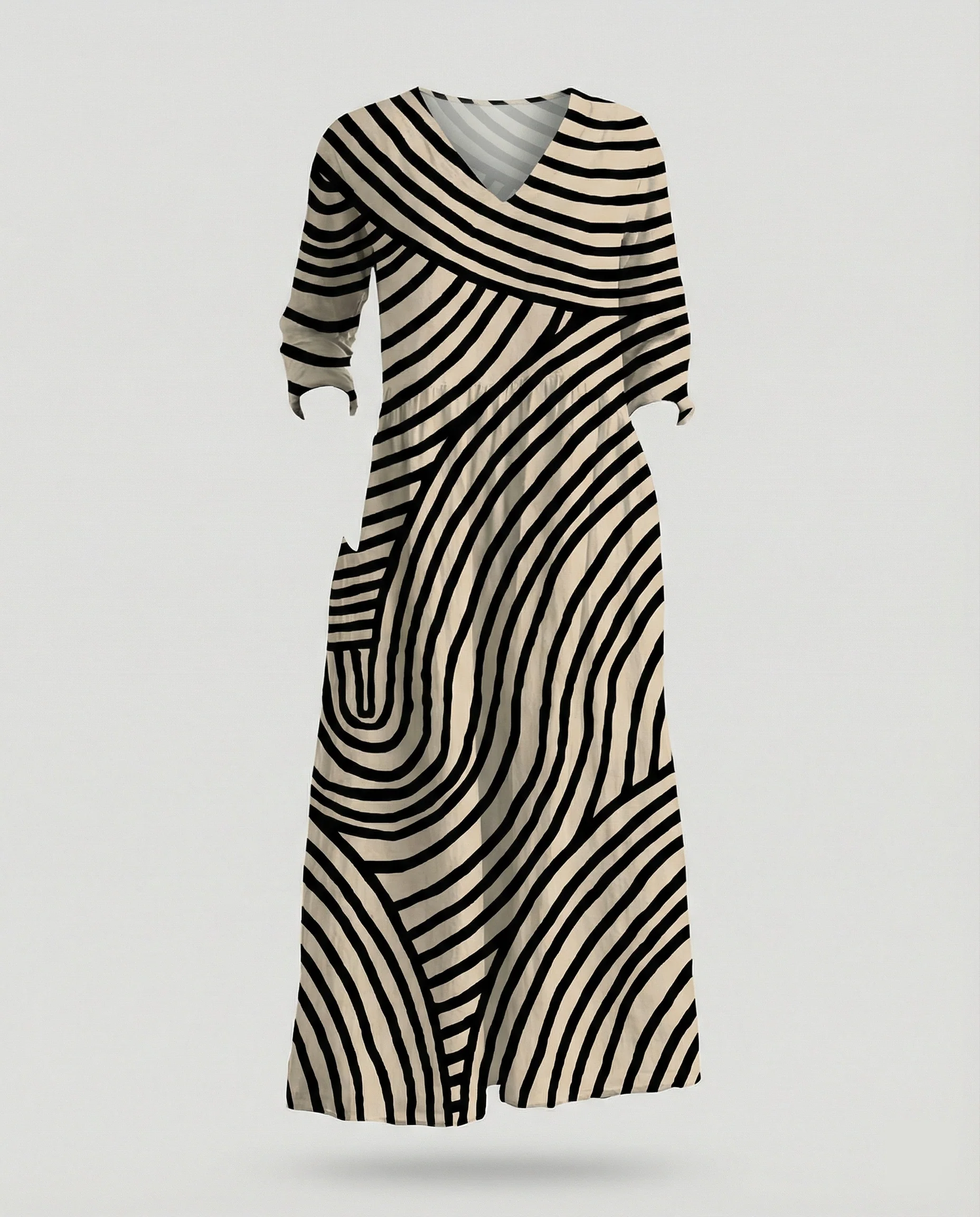 Damen Boho Maxikleid Sommer Leinenoptik - Image 17