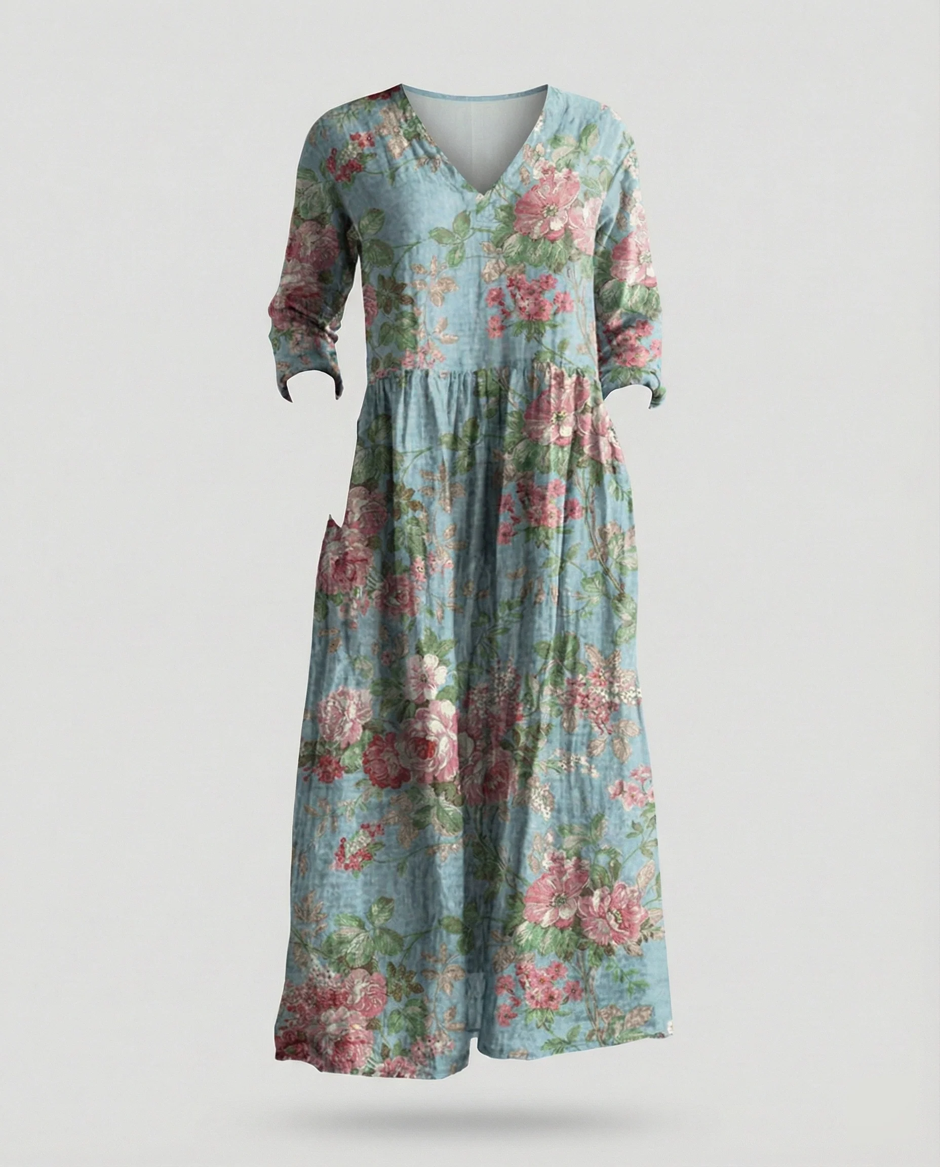 Damen Boho Maxikleid Sommer Leinenoptik - Image 20