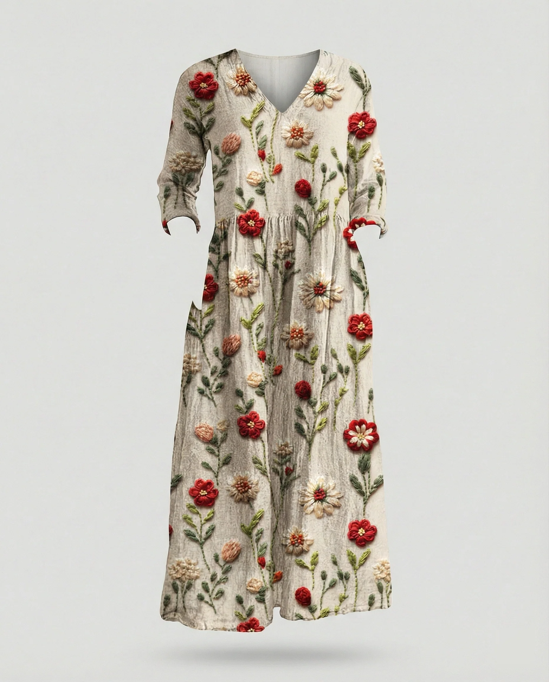 Damen Boho Maxikleid Sommer Leinenoptik - Image 22