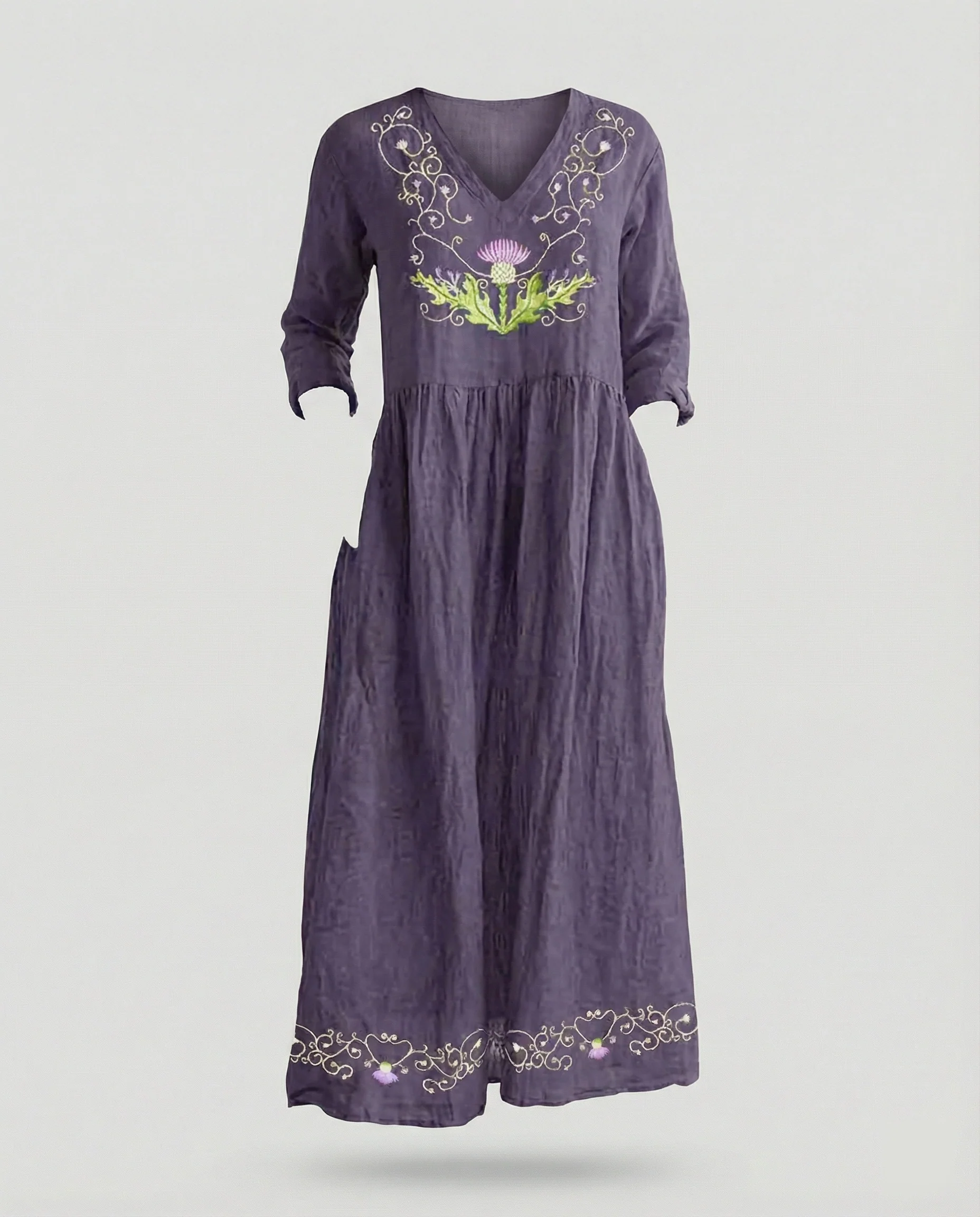 Damen Boho Maxikleid Sommer Leinenoptik - Image 23