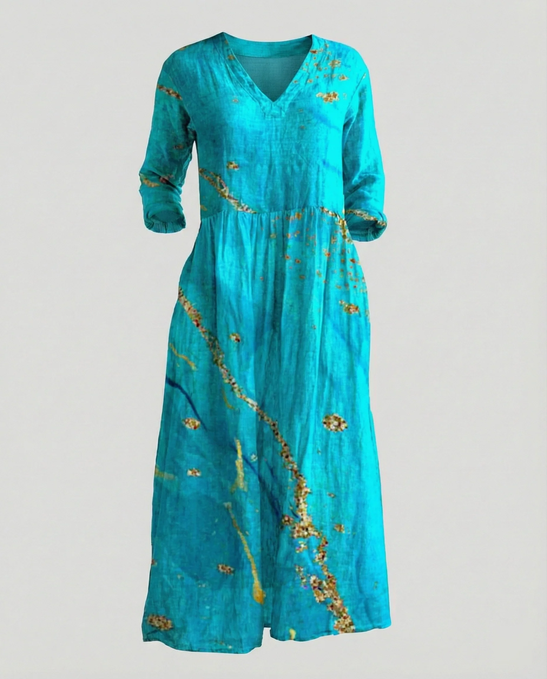 Damen Boho Maxikleid Sommer Leinenoptik - Image 27