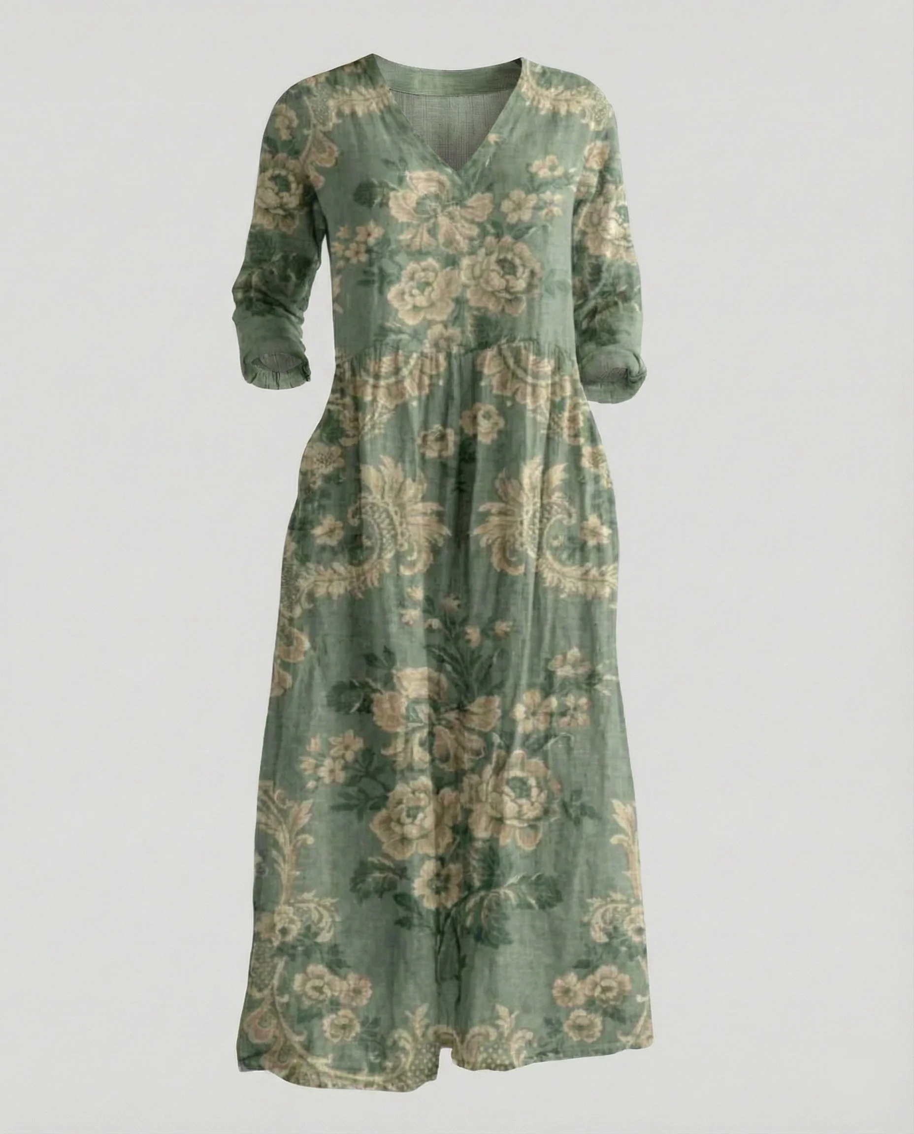 Damen Boho Maxikleid Sommer Leinenoptik - Image 29