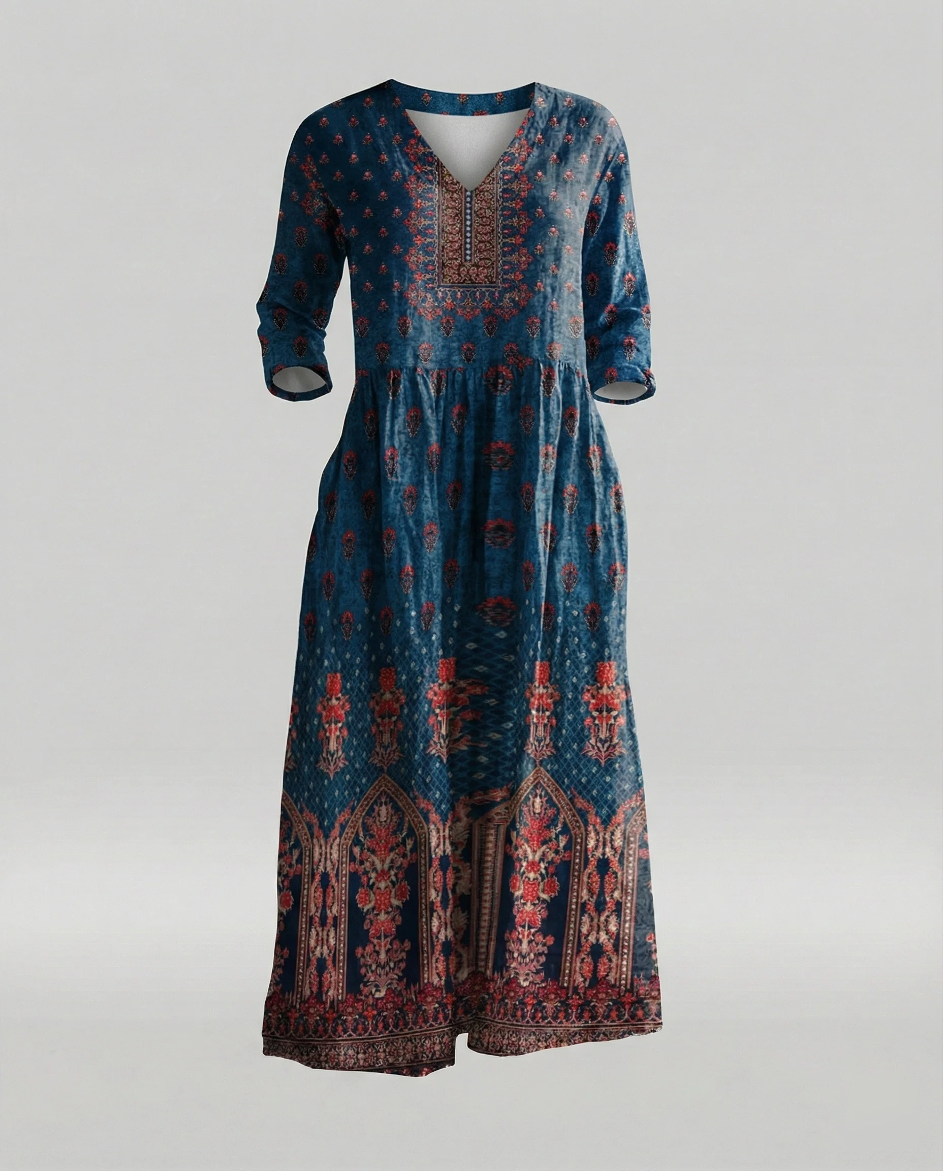 Damen Boho Maxikleid Sommer Leinenoptik - Image 38