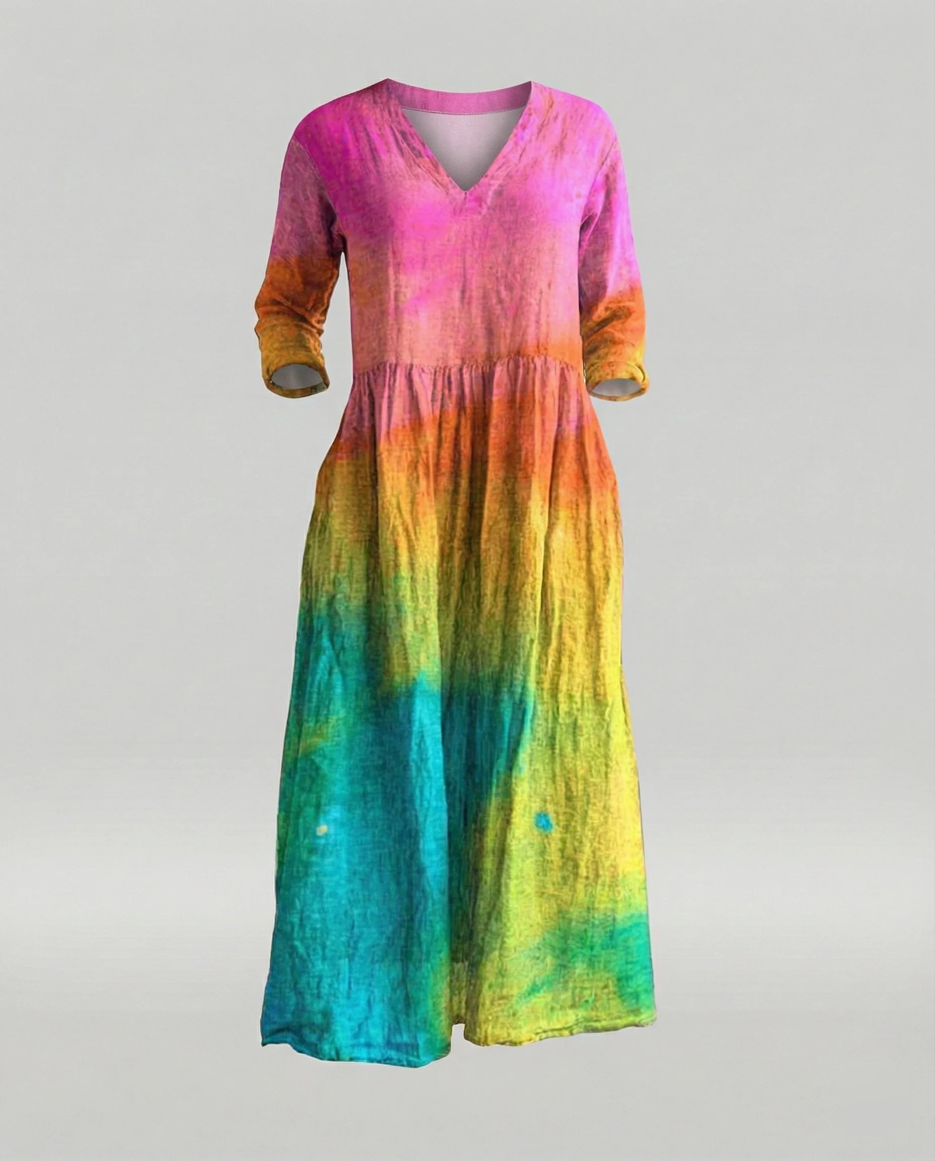 Damen Boho Maxikleid Sommer Leinenoptik - Image 42