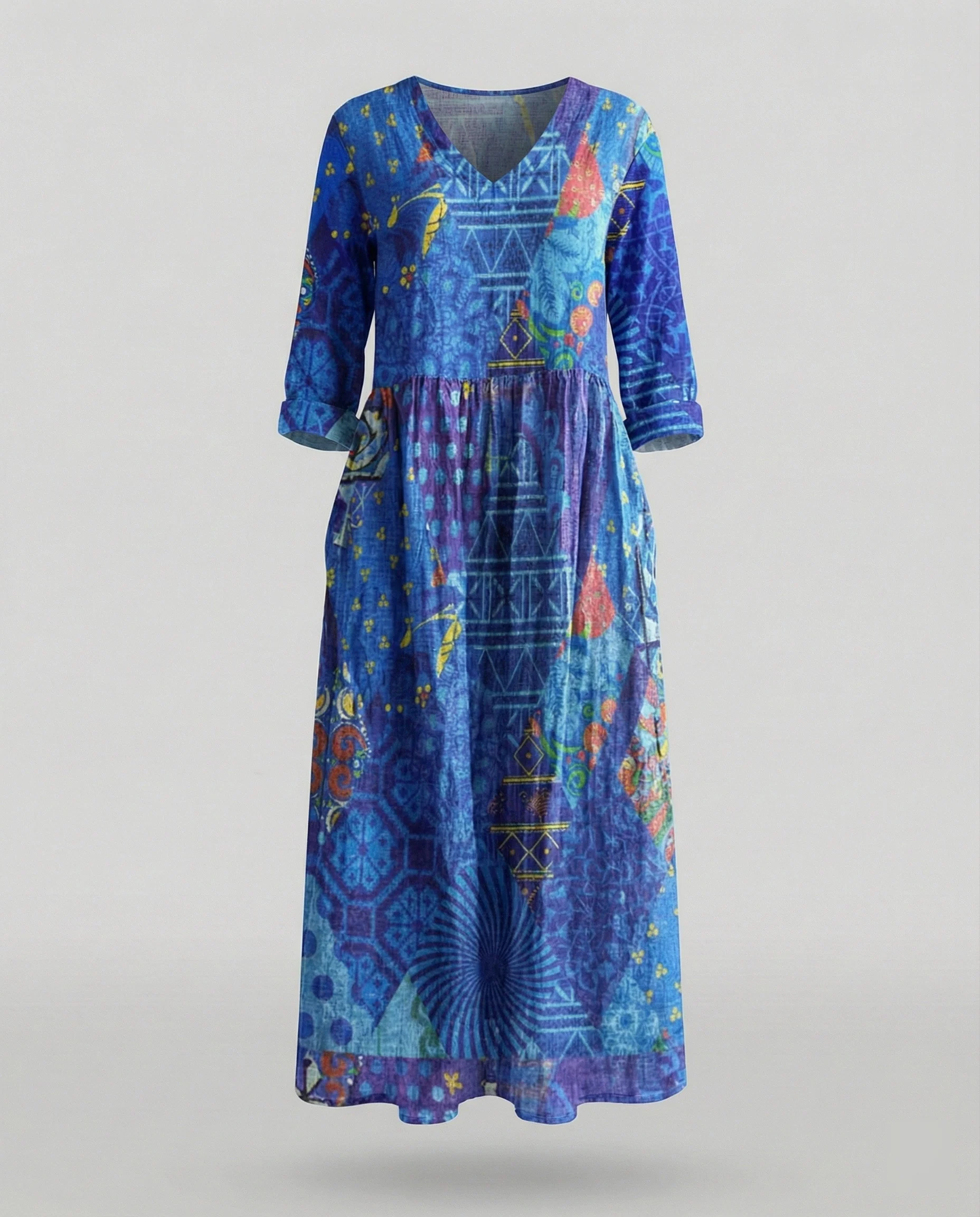 Damen Boho Maxikleid Sommer Leinenoptik - Image 6