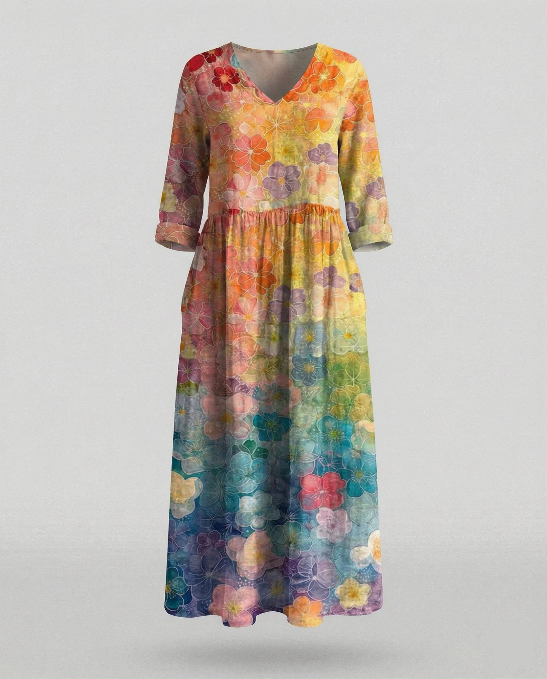 Damen Boho Maxikleid Sommer Leinenoptik - Image 9