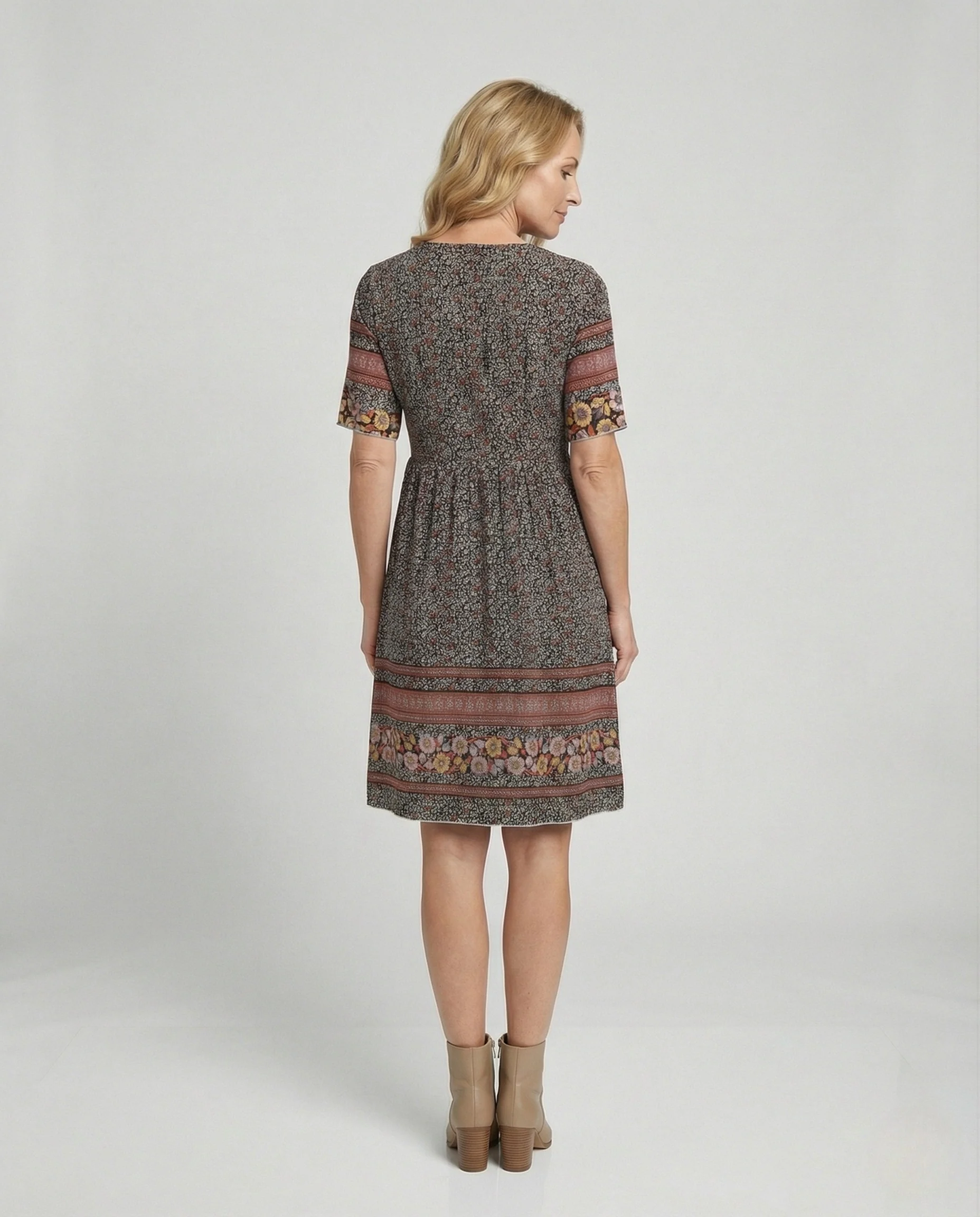 Boho A-Linienkleid Damen Mit Bordüre - Image 4