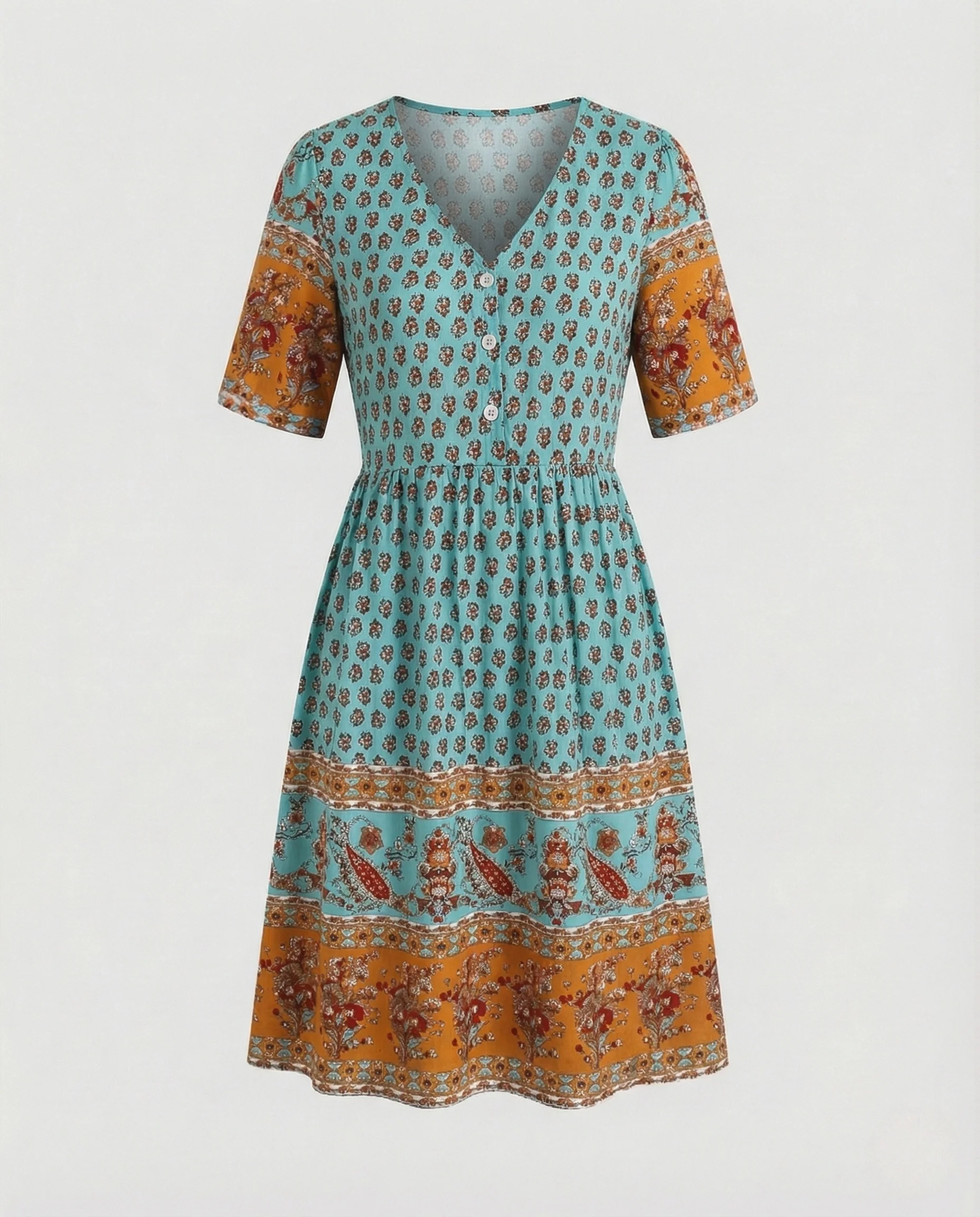 Boho A-Linienkleid Damen Mit Bordüre - Image 6