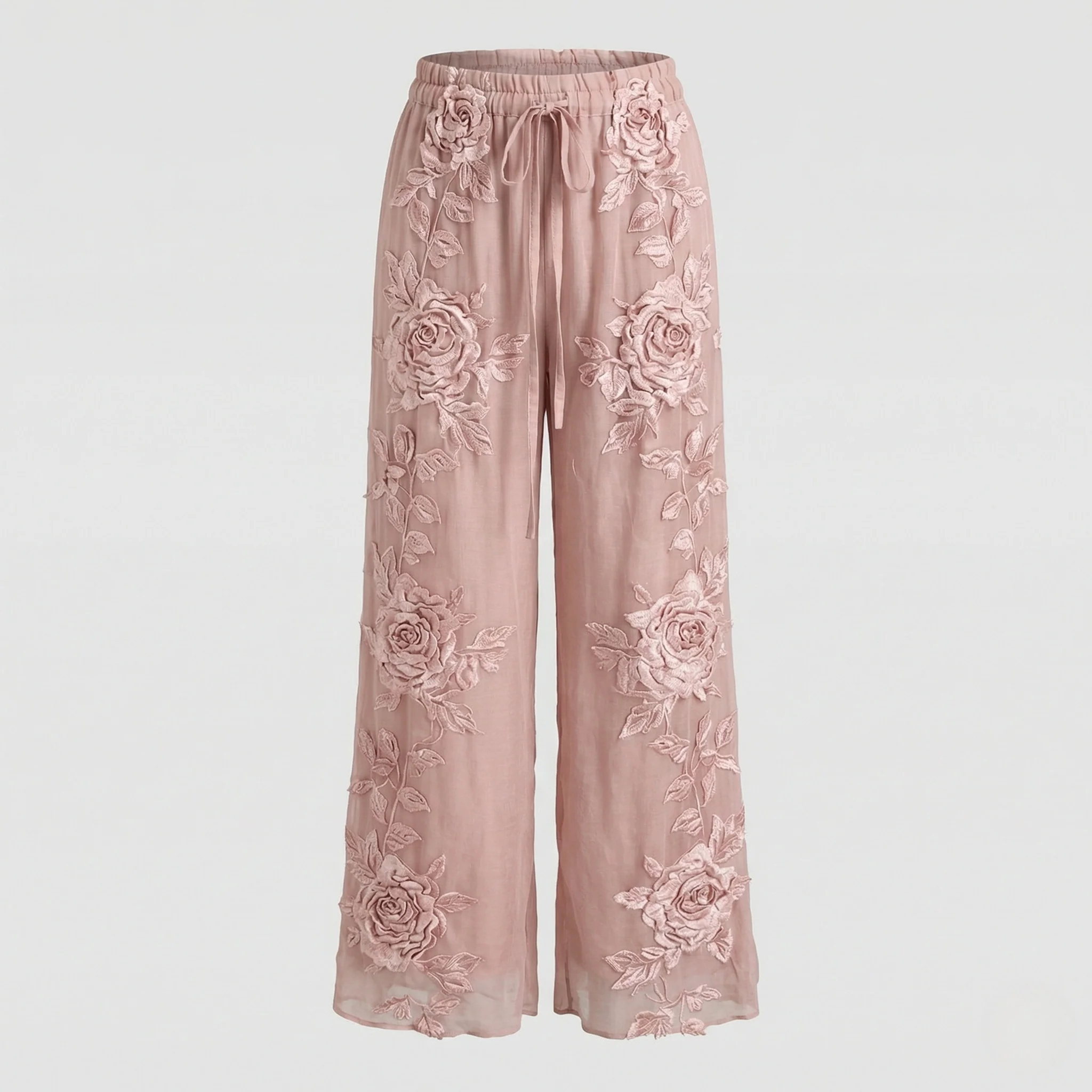 Damen Boho-Haremshose mit Blumenapplikationen - Image 5