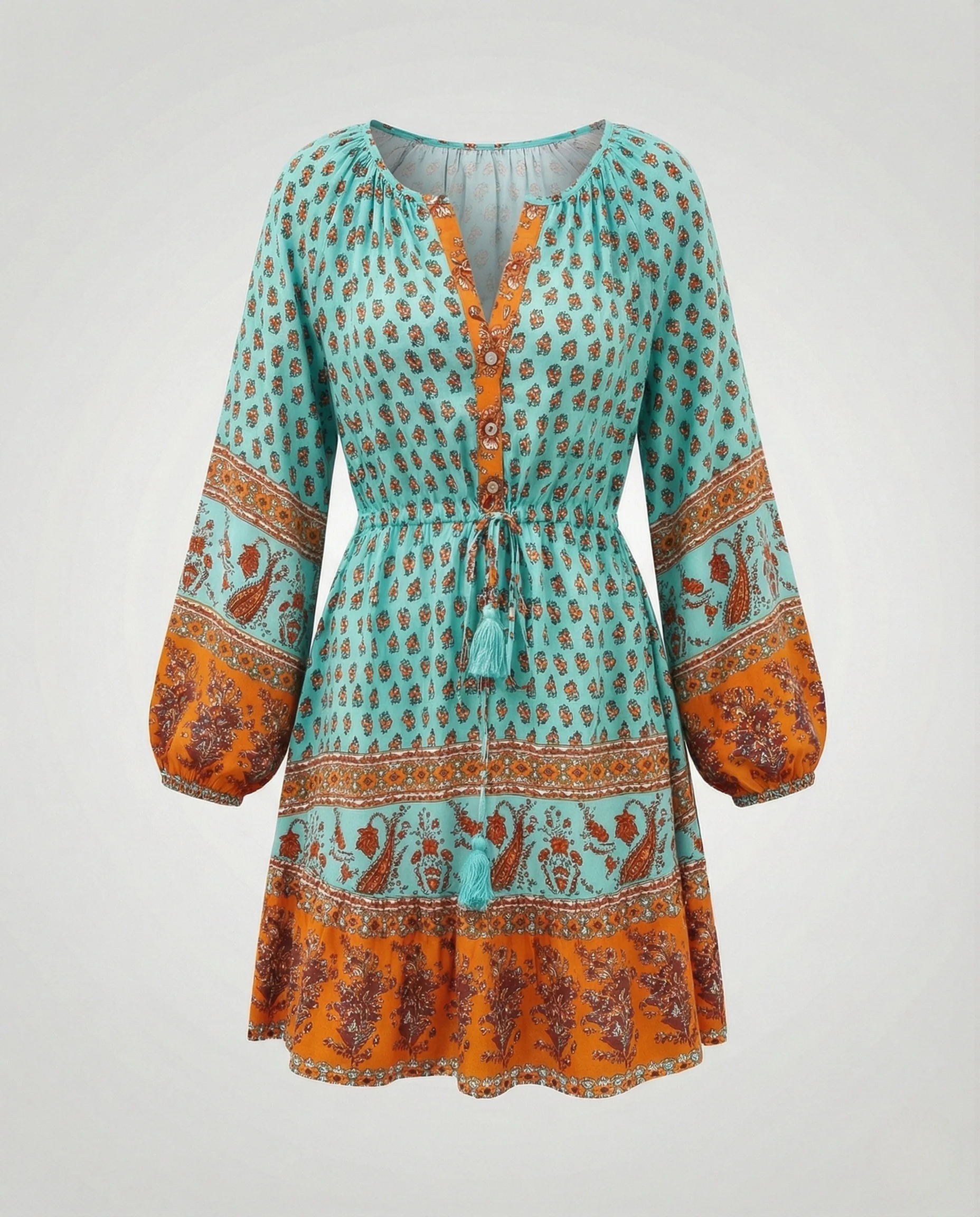 Boho Kleid Damen Mit Tunnelzug - Image 5