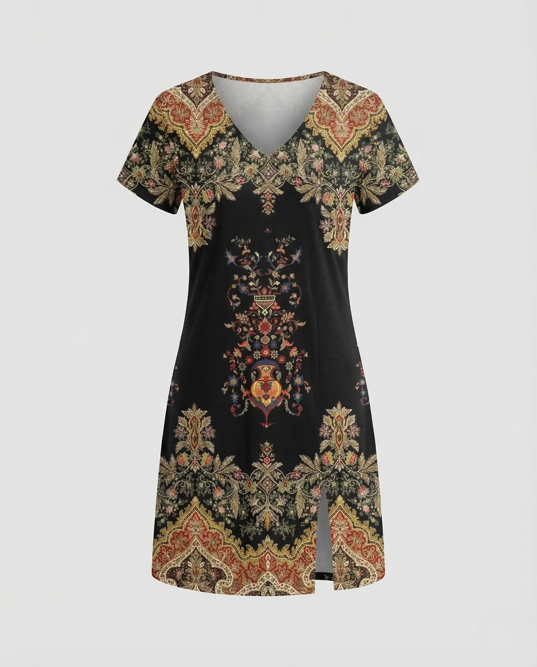 Damen Boho Kleid Paisley Asymmetrisch - Image 5